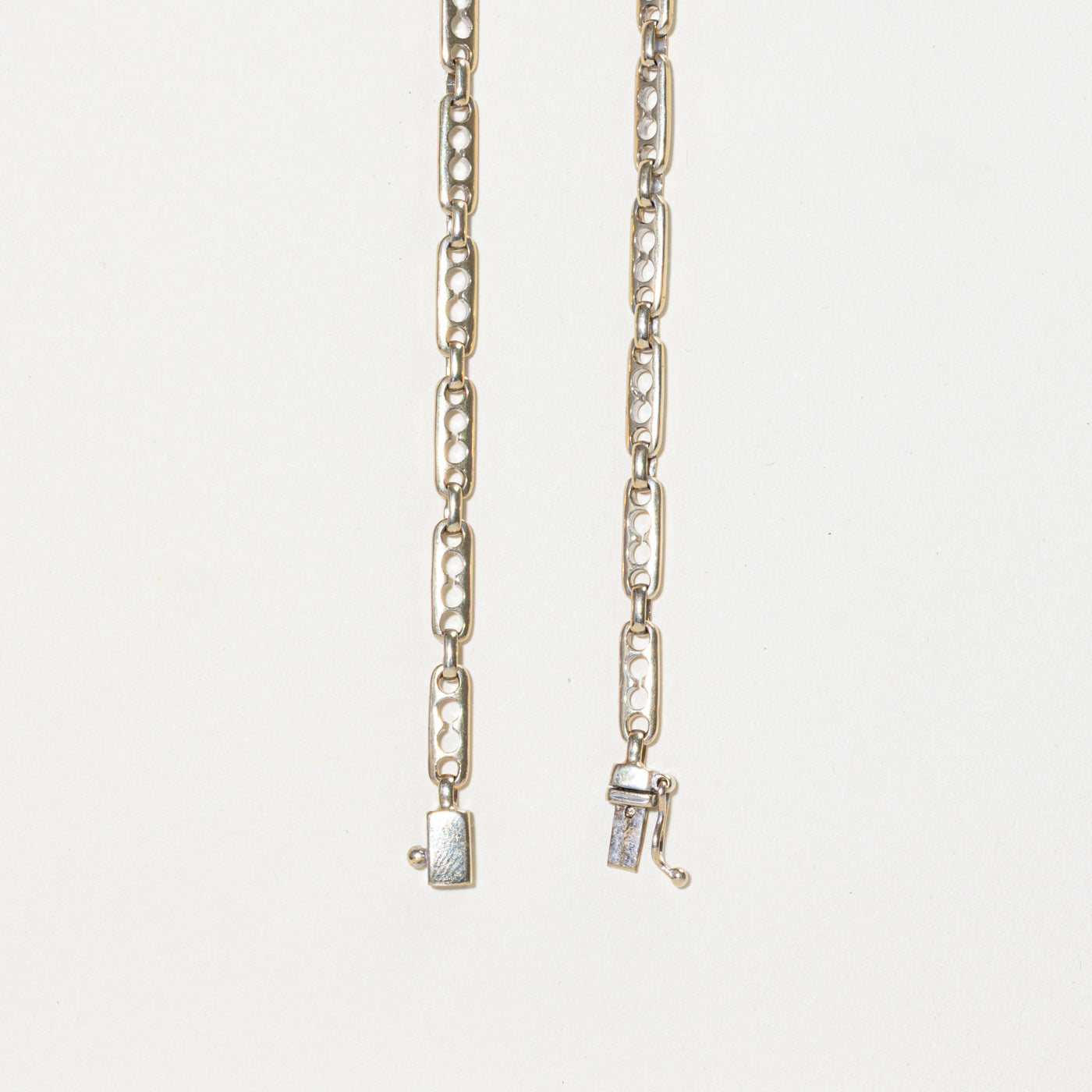 18k White Gold Bar Link Chain | 21"