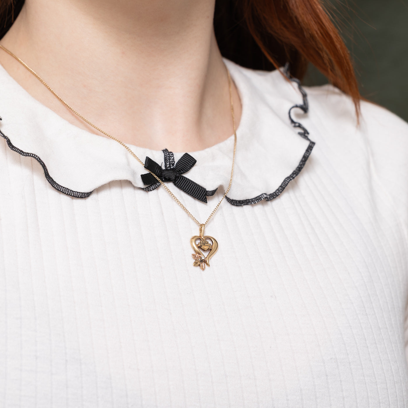 "Harley Davidson" 10k Yellow & Rose Gold Heart Pendant