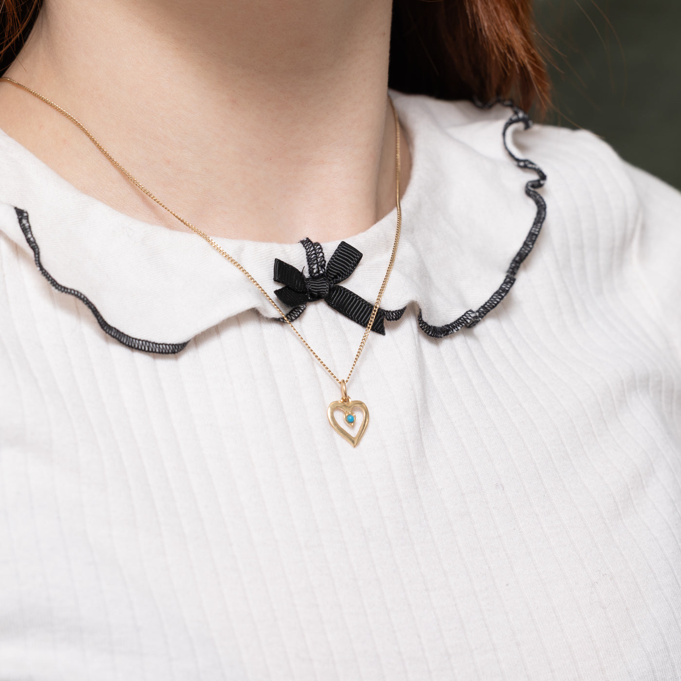 Imitation Turquoise Open Heart Pendant | 0.08ct