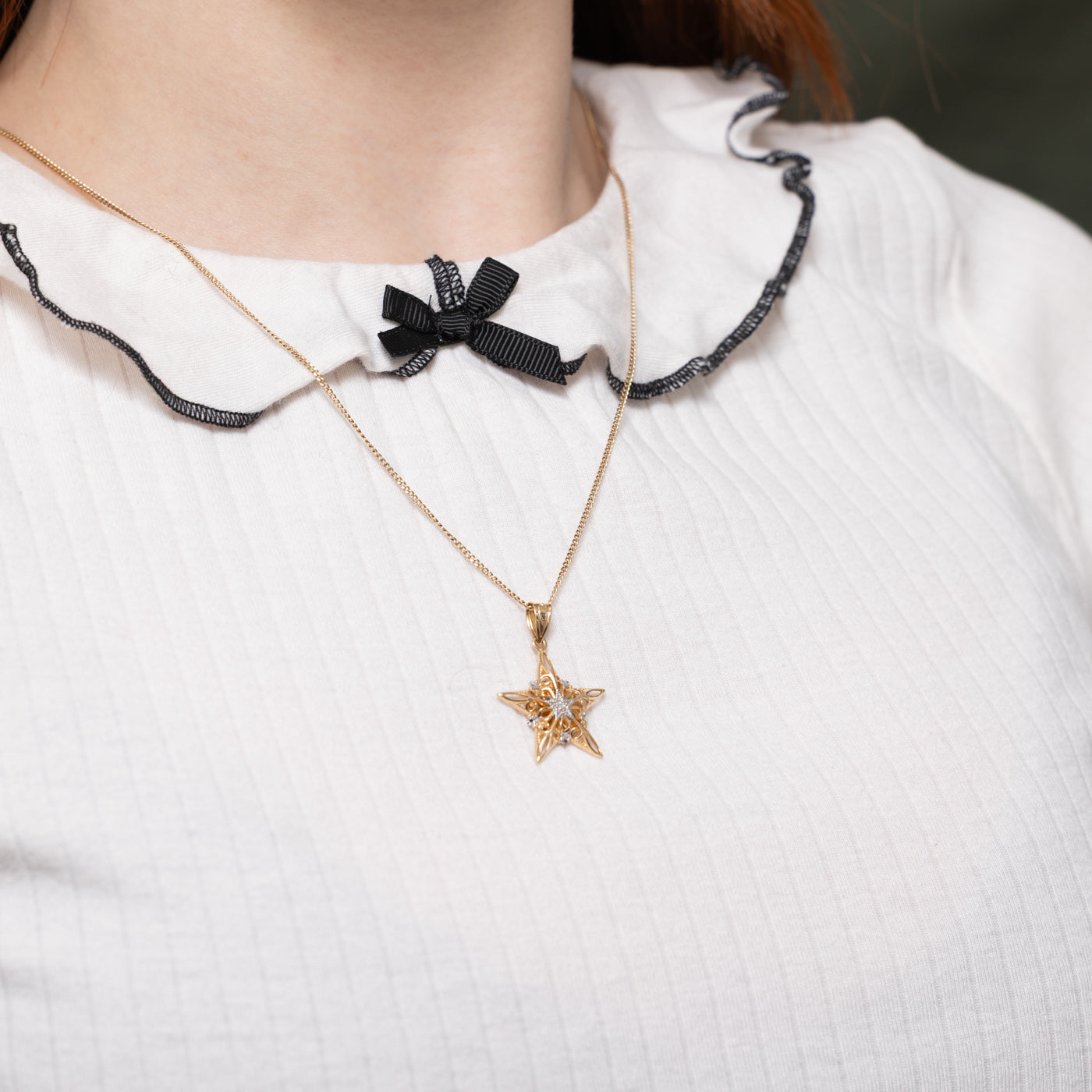 14k Yellow & White Gold "Wish Dream Believe" Star Pendant