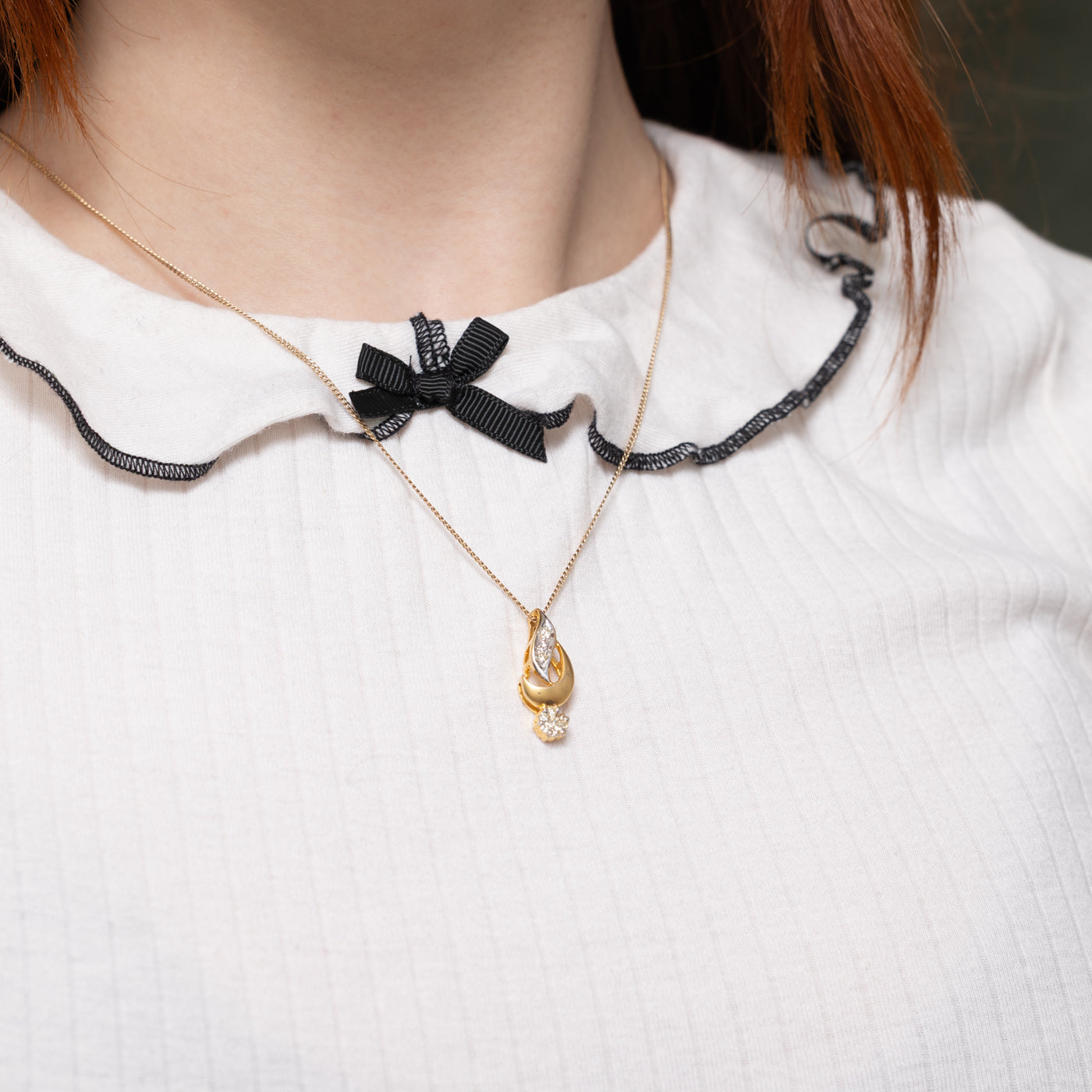 Two Tone Diamond Cluster Abstract Pendant | 0.14ctw