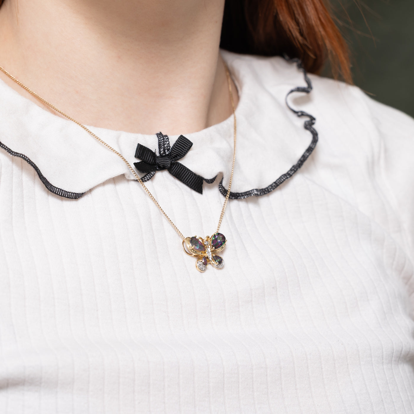 Mystic Topaz & Diamond Butterfly Pendant | 3.24ctw, 0.005ct