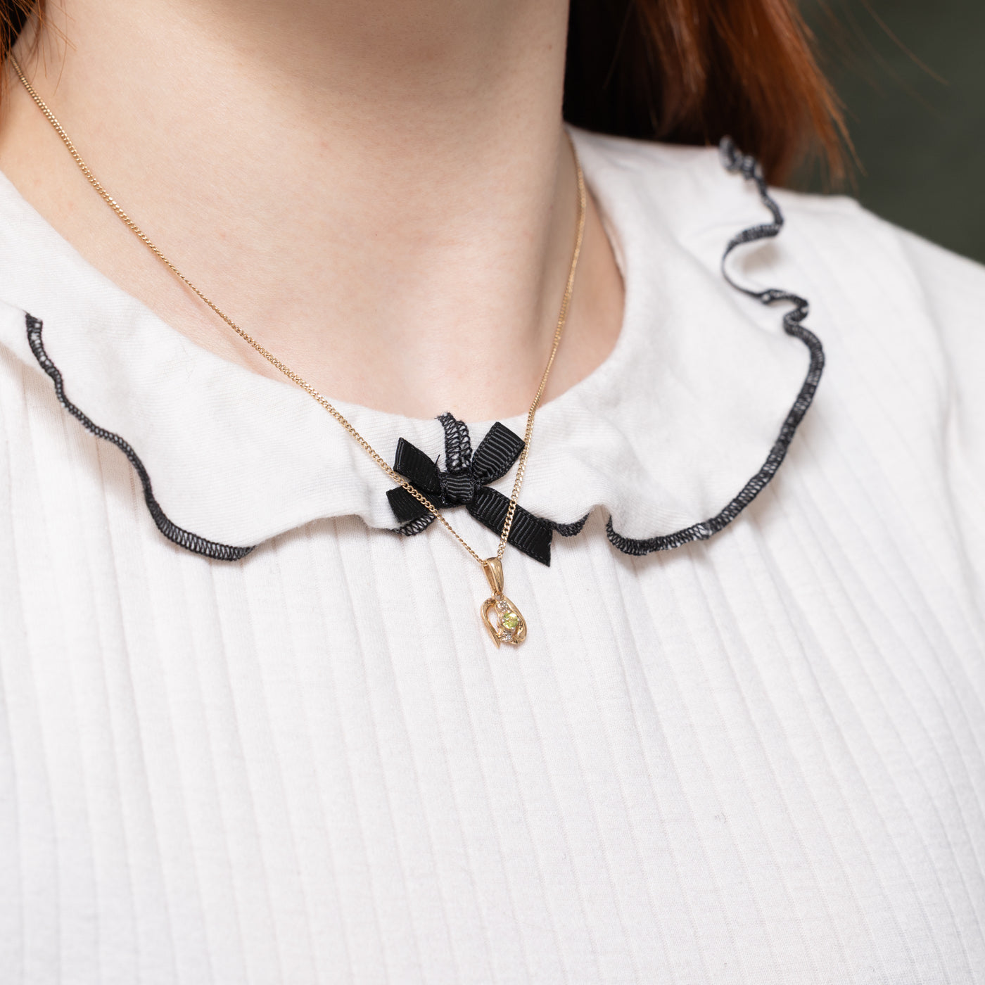 Green Glass & Diamond Openwork Pendant | 0.13ct, 0.004ct