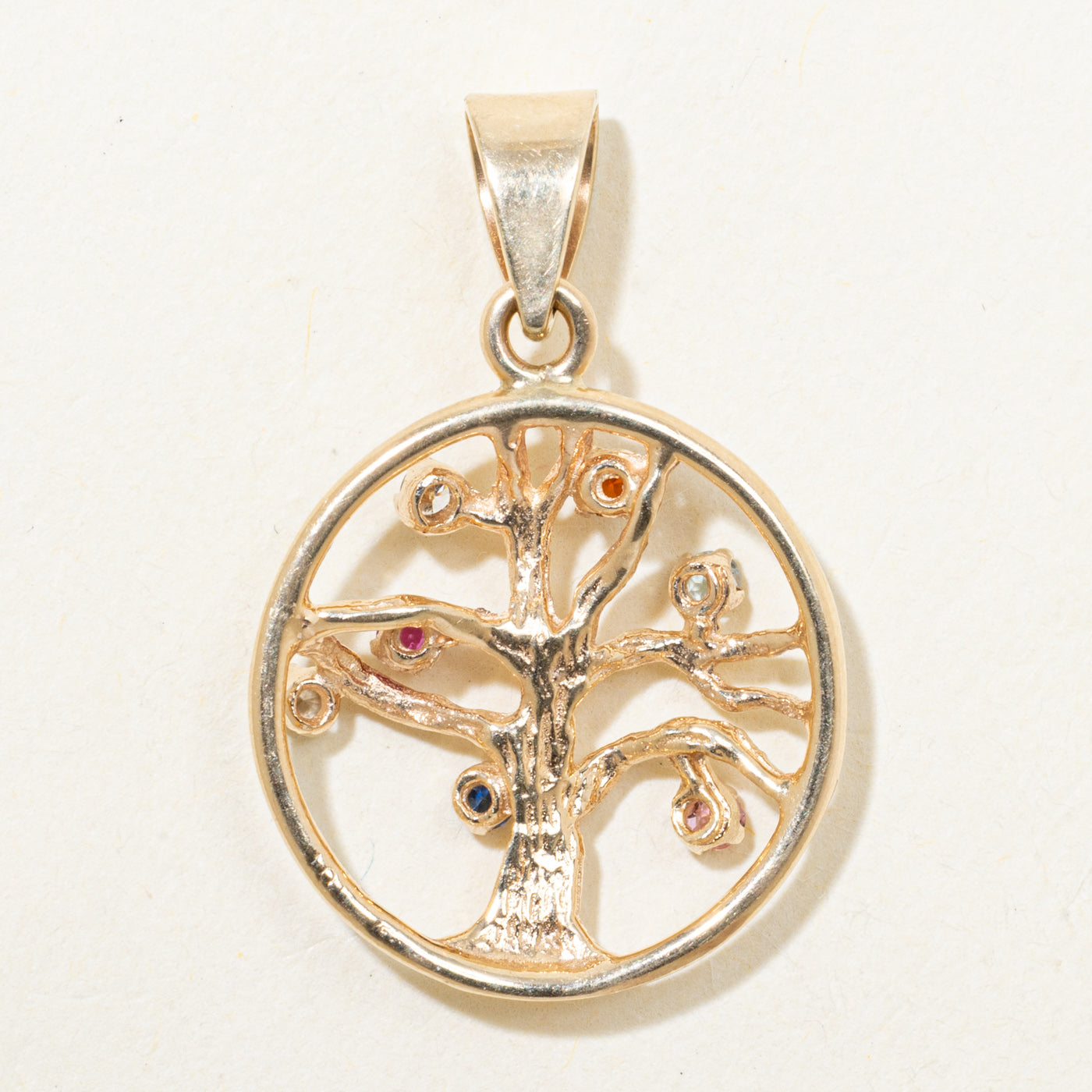 Multi Gemstone Tree of Life Pendant | 0.23ctw