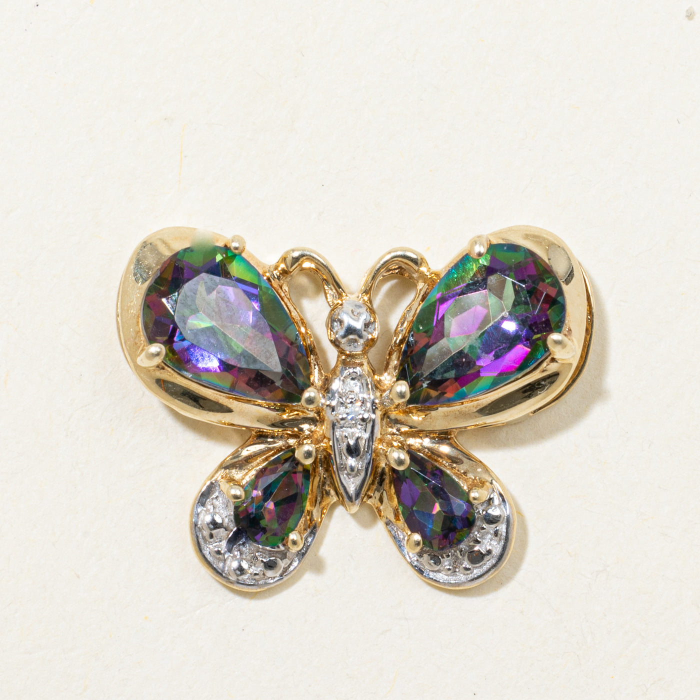 Mystic Topaz & Diamond Butterfly Pendant | 3.24ctw, 0.005ct