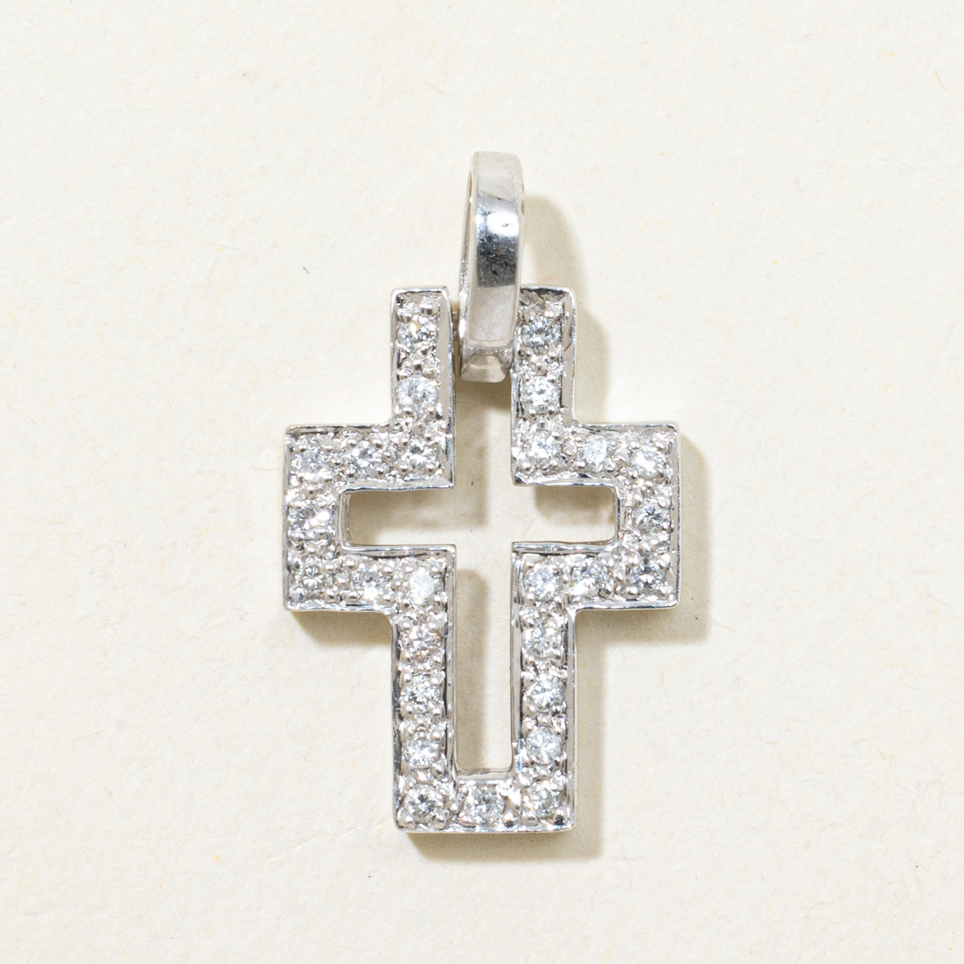 18k Diamond Open Cross Pendant | 0.13ctw