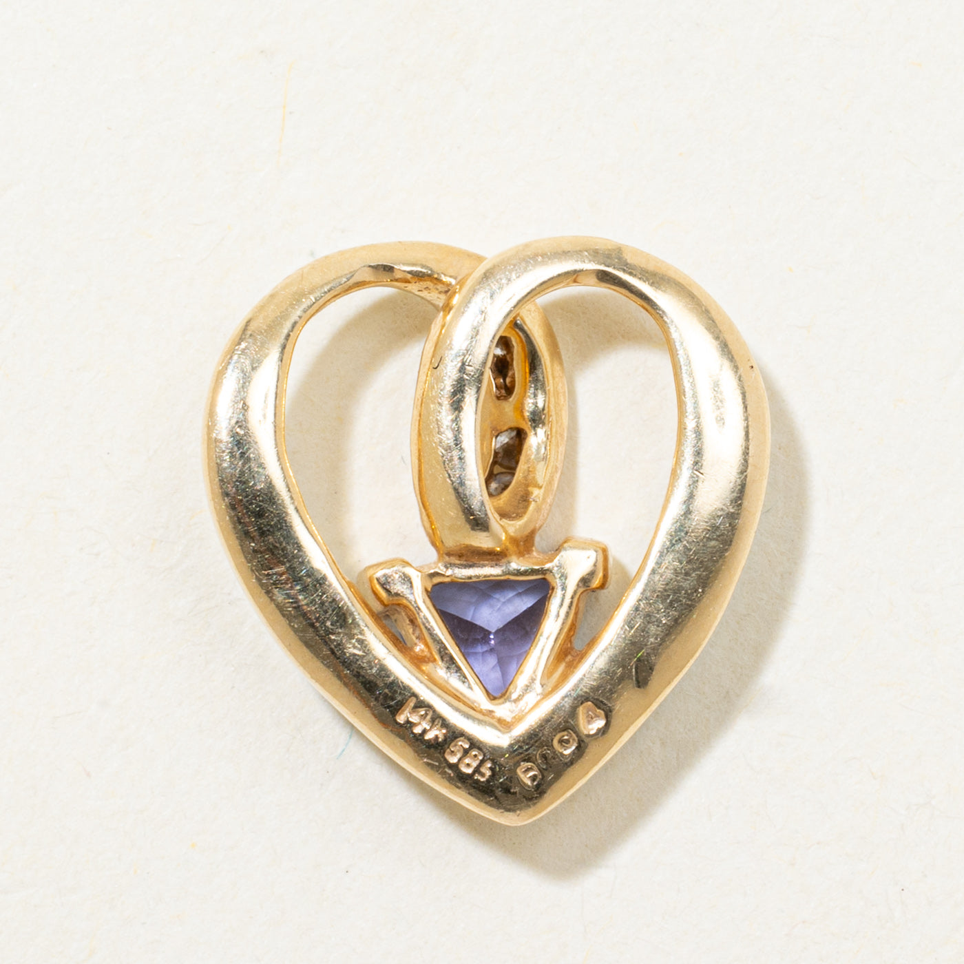 Trillion Cut Tanzanite & Opal Open Heart Pendant | 0.38ct, 0.08ctw