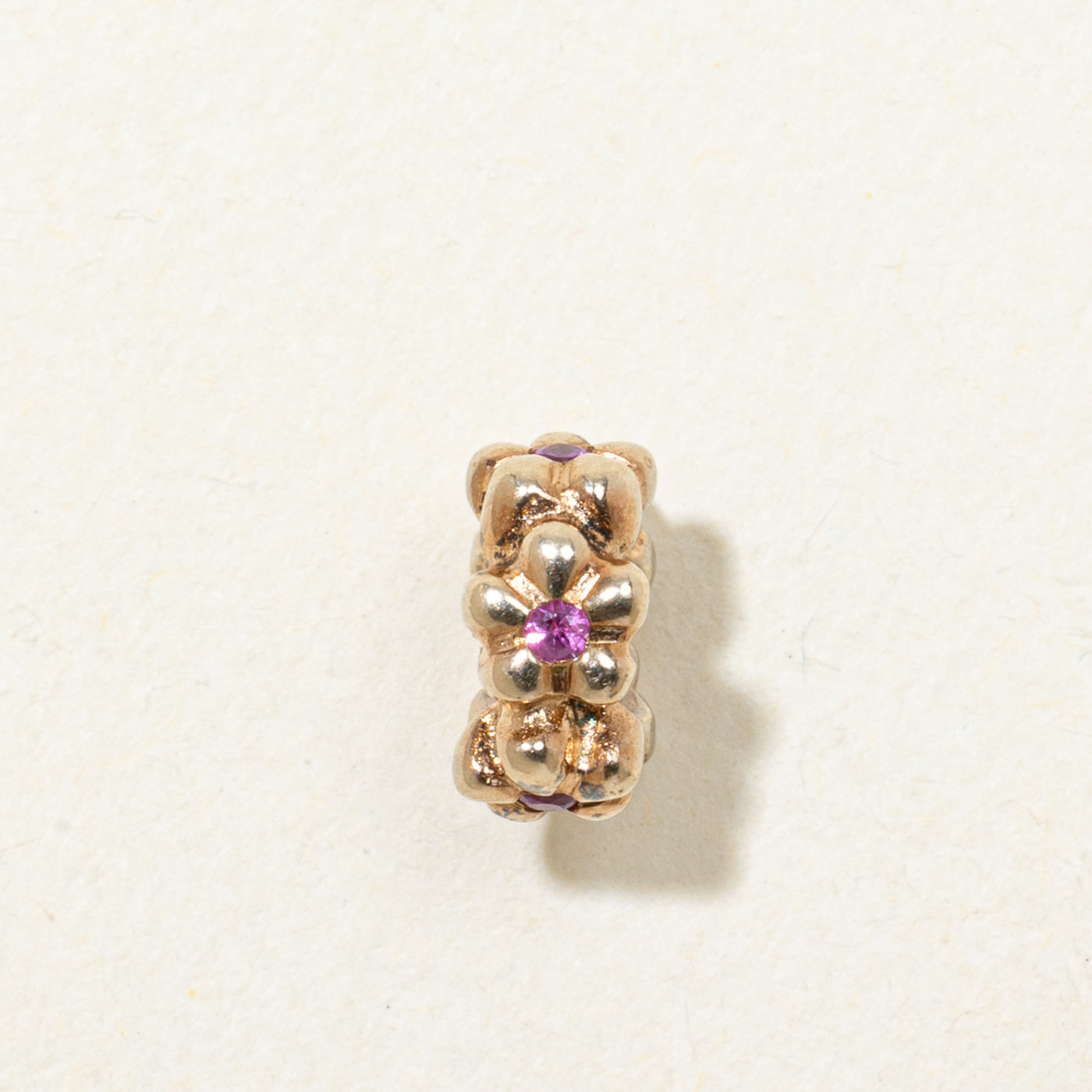 Synthetic Ruby Flower Bead Charm | 0.05ctw