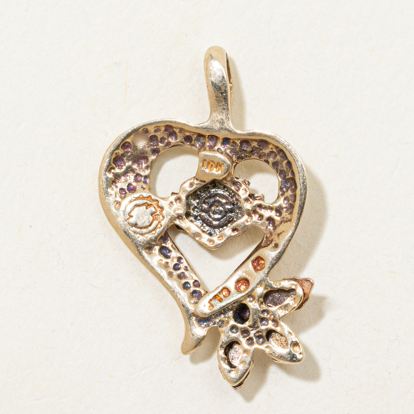 "Harley Davidson" 10k Yellow & Rose Gold Heart Pendant