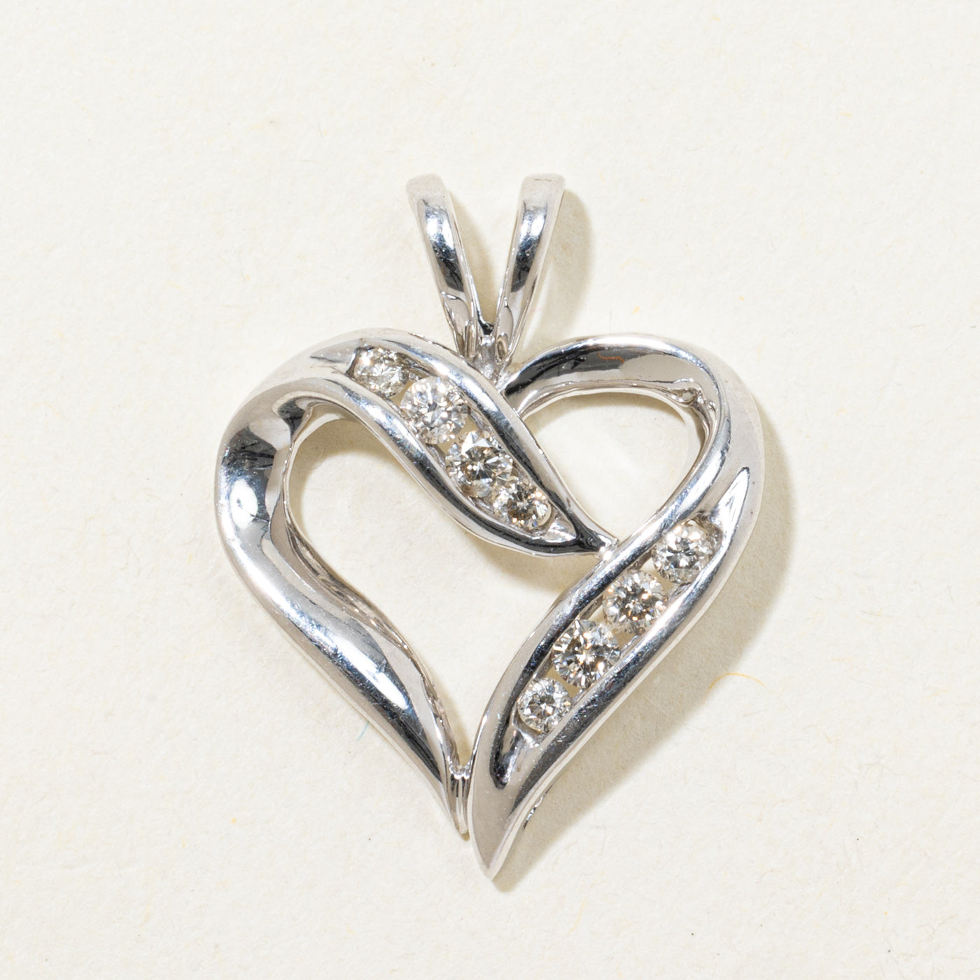 Channel Set Diamond Open Heart Pendant | 0.18ctw