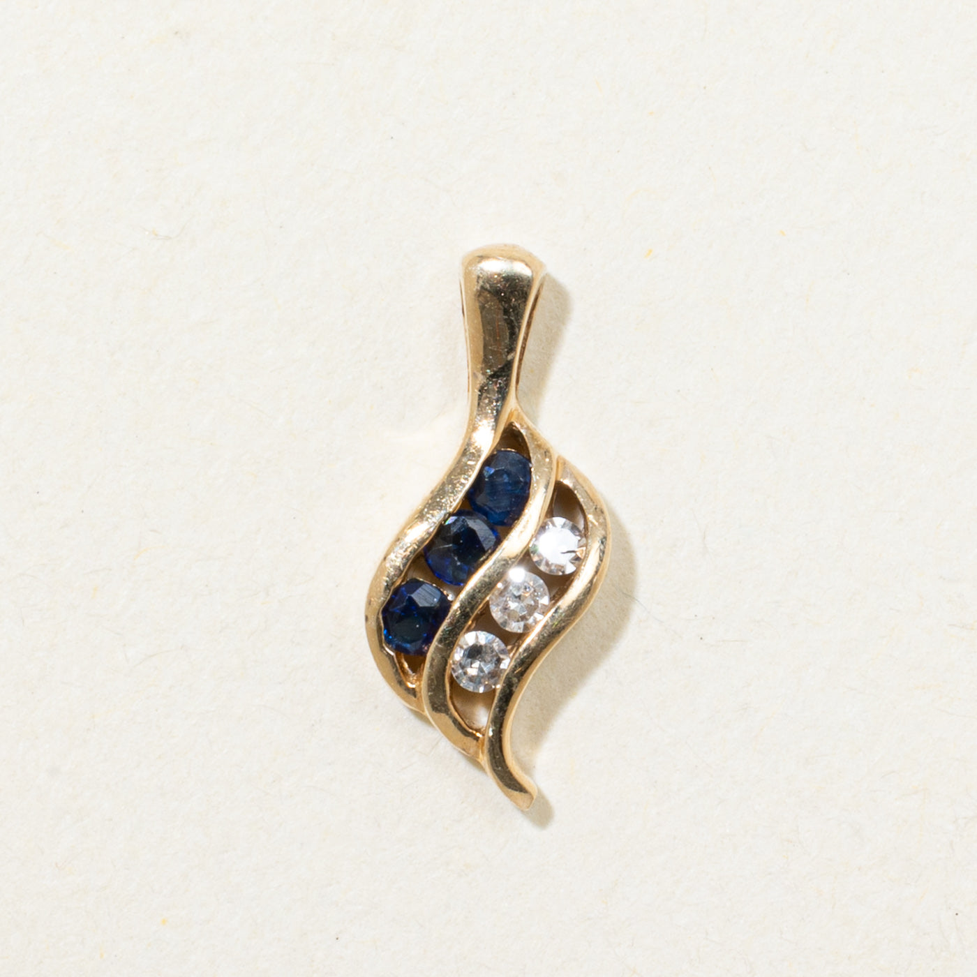 Diagonal Sapphire & Diamond Pendant | 0.09ctw, 0.03ctw