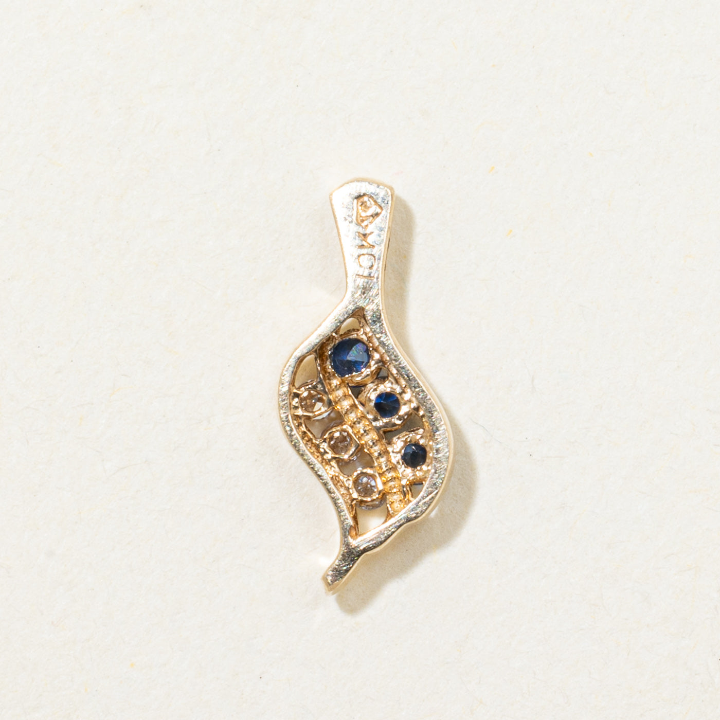 Diagonal Sapphire & Diamond Pendant | 0.09ctw, 0.03ctw