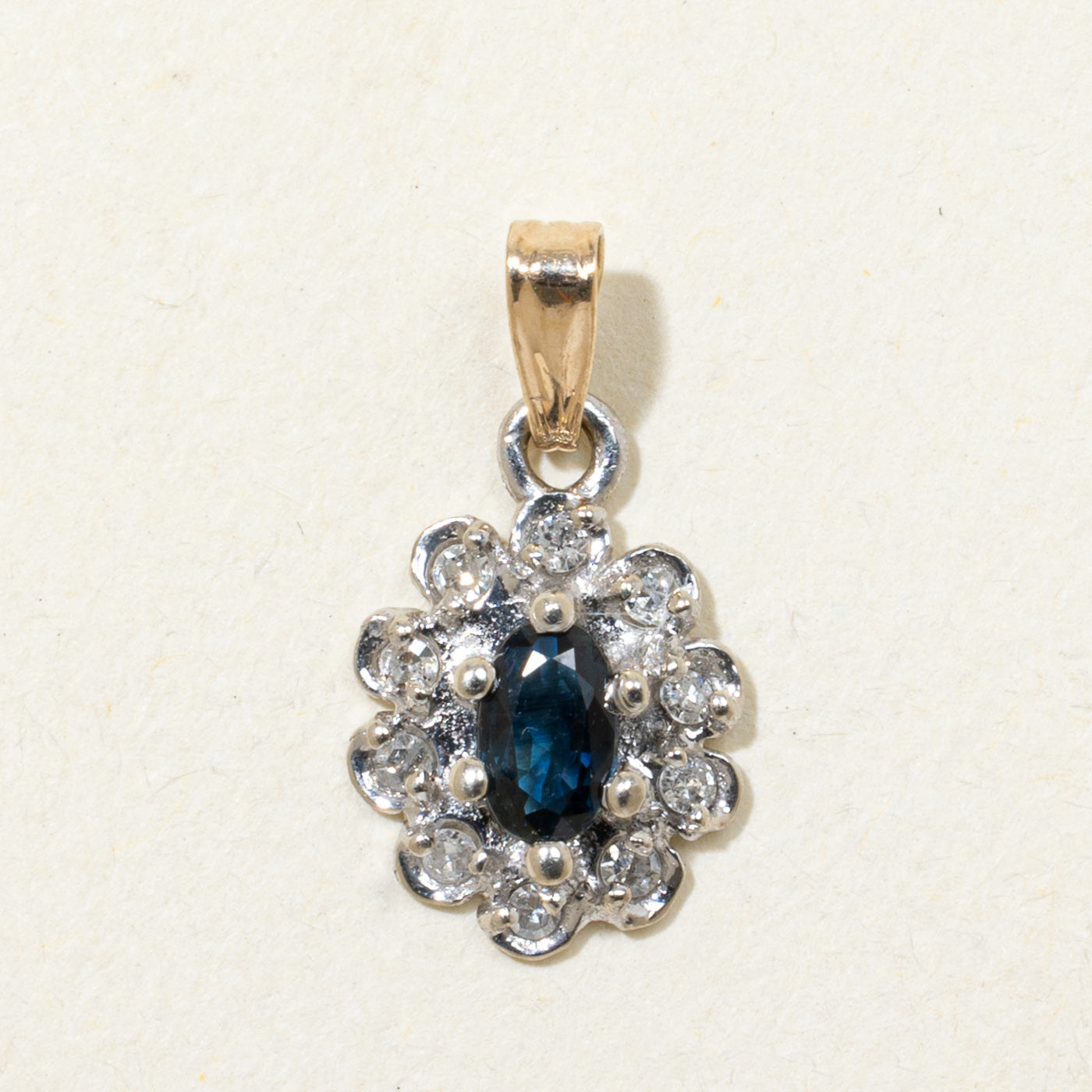 Oval Cut Sapphire & Diamond Pendant | 0.20ct, 0.05ctw