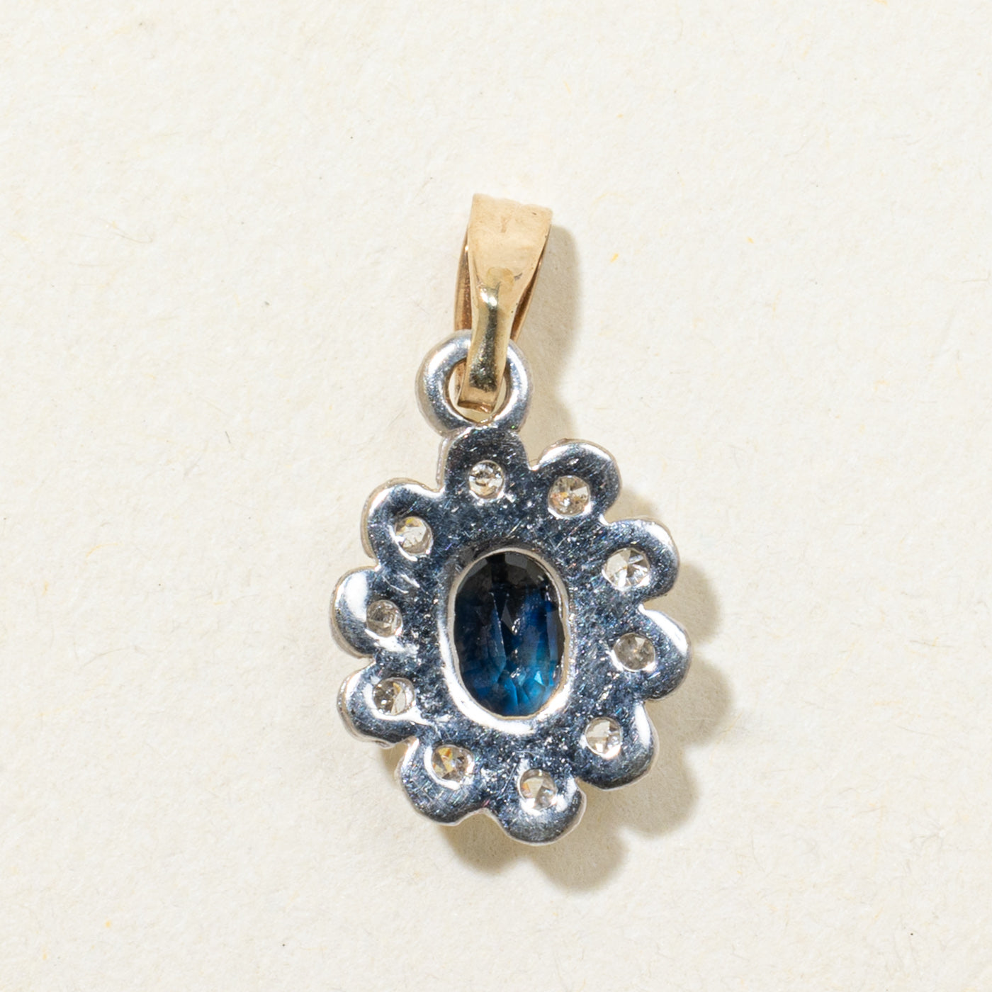 Oval Cut Sapphire & Diamond Pendant | 0.20ct, 0.05ctw