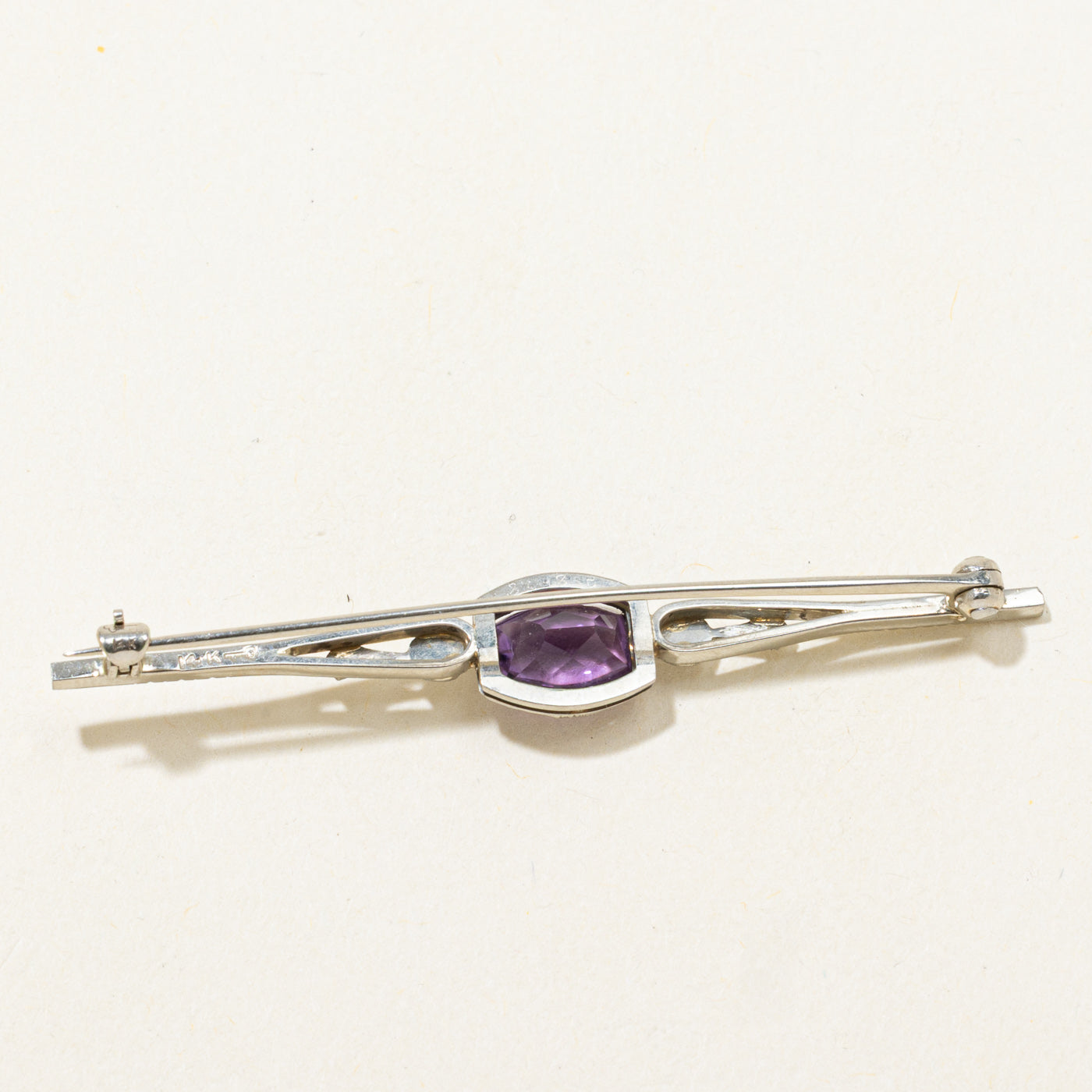 Bezel Set Amethyst Engraved Brooch | 1.32ct