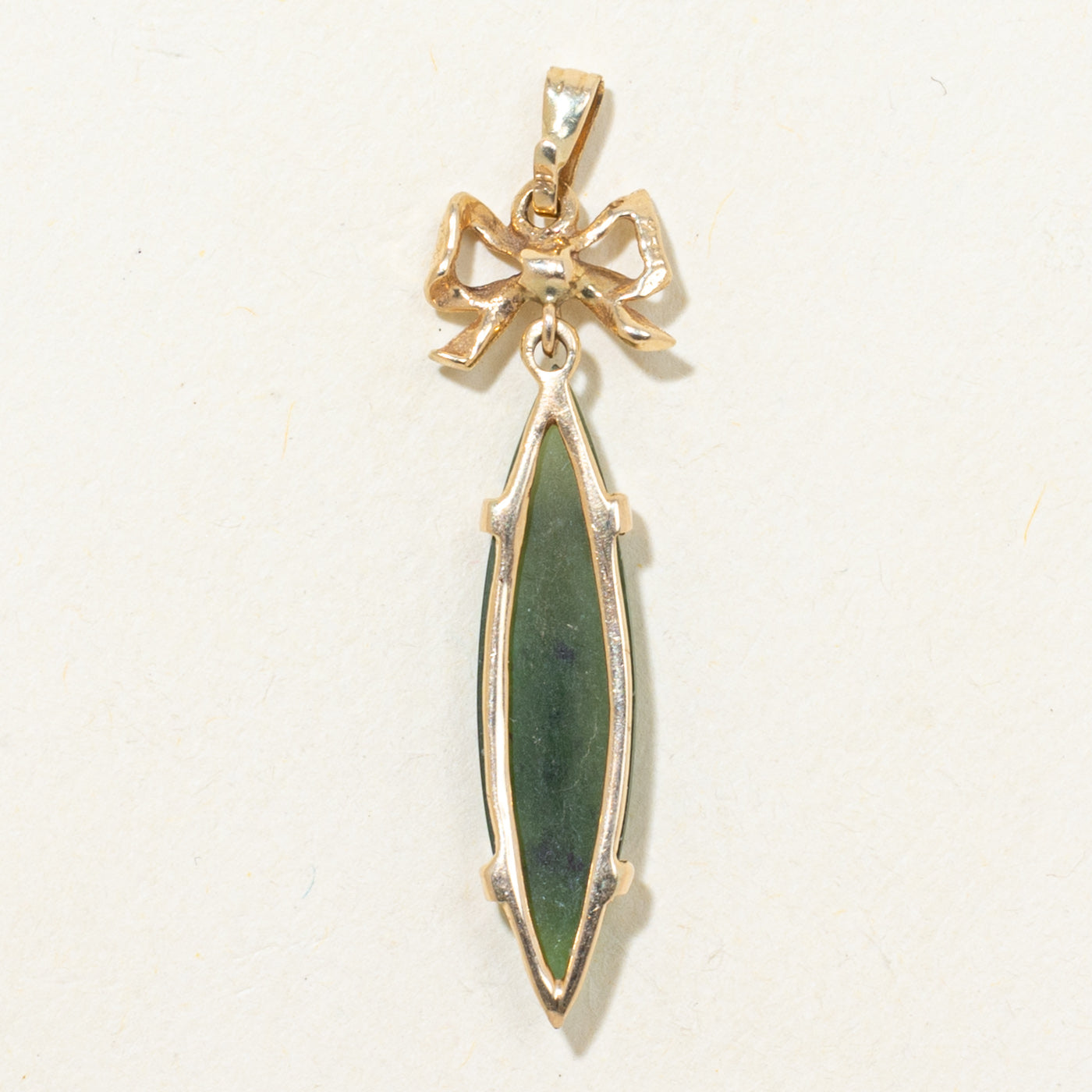 Cabochon Nephrite Jade Bow Pendant | 3.61ct