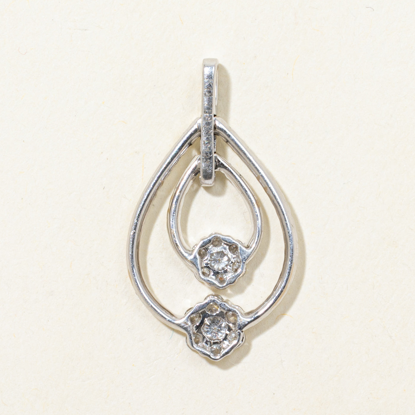 18k Diamond Cluster Layered Pear Shaped Pendant | 1.10ctw