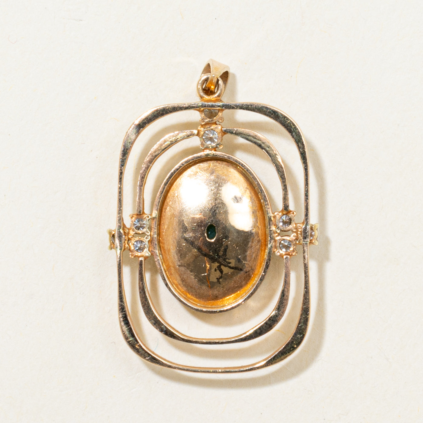 Bezel Set Jadeite & Diamond Framed Pendant | 6.26ct, 0.15ctw