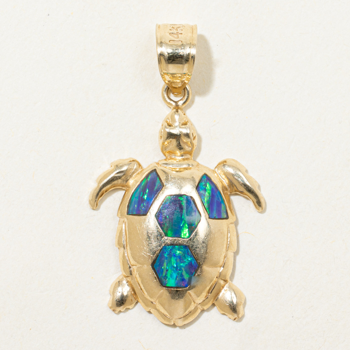 Opal Inlay Turtle Pendant | 0.20ctw