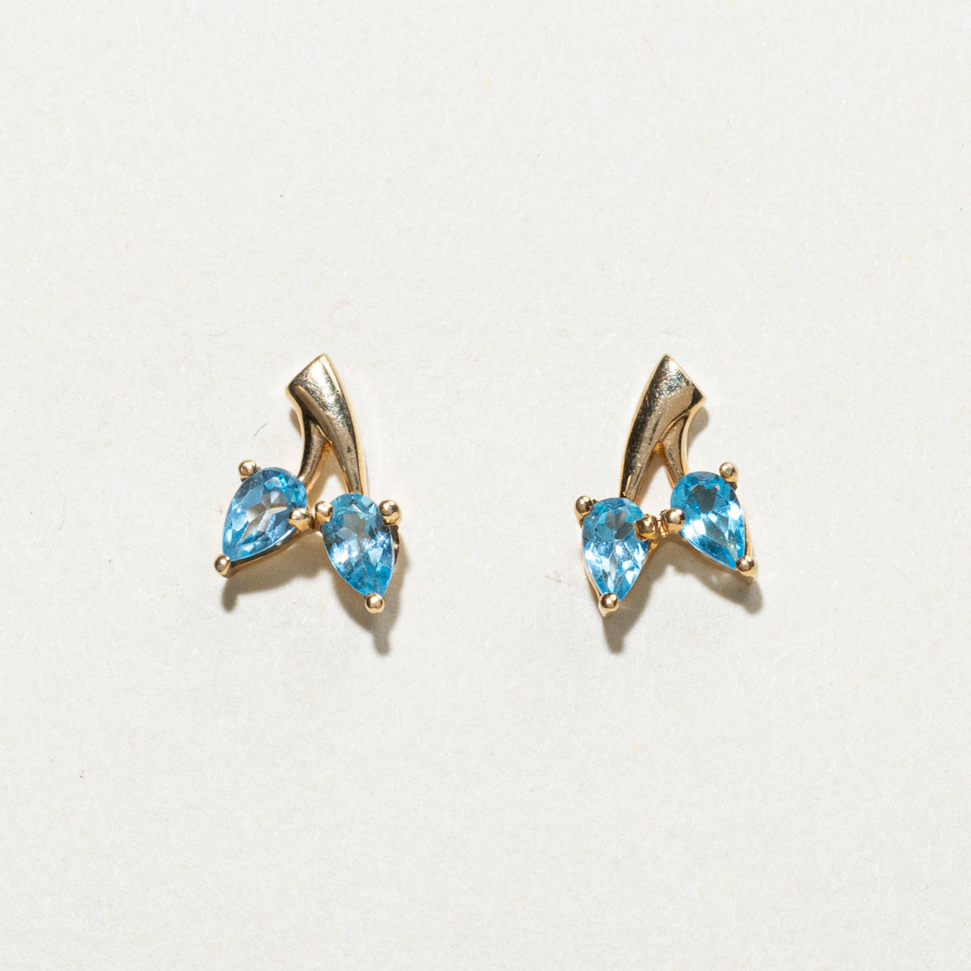 14K Two Stone Topaz Stud Earrings