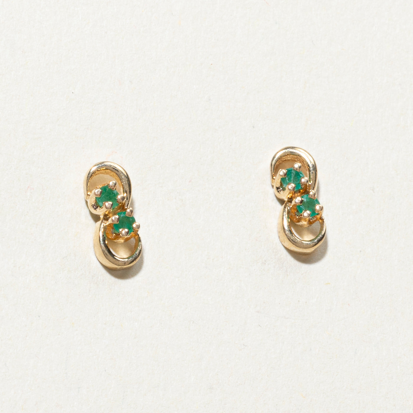 14K Emerald Swirl Stud Earrings