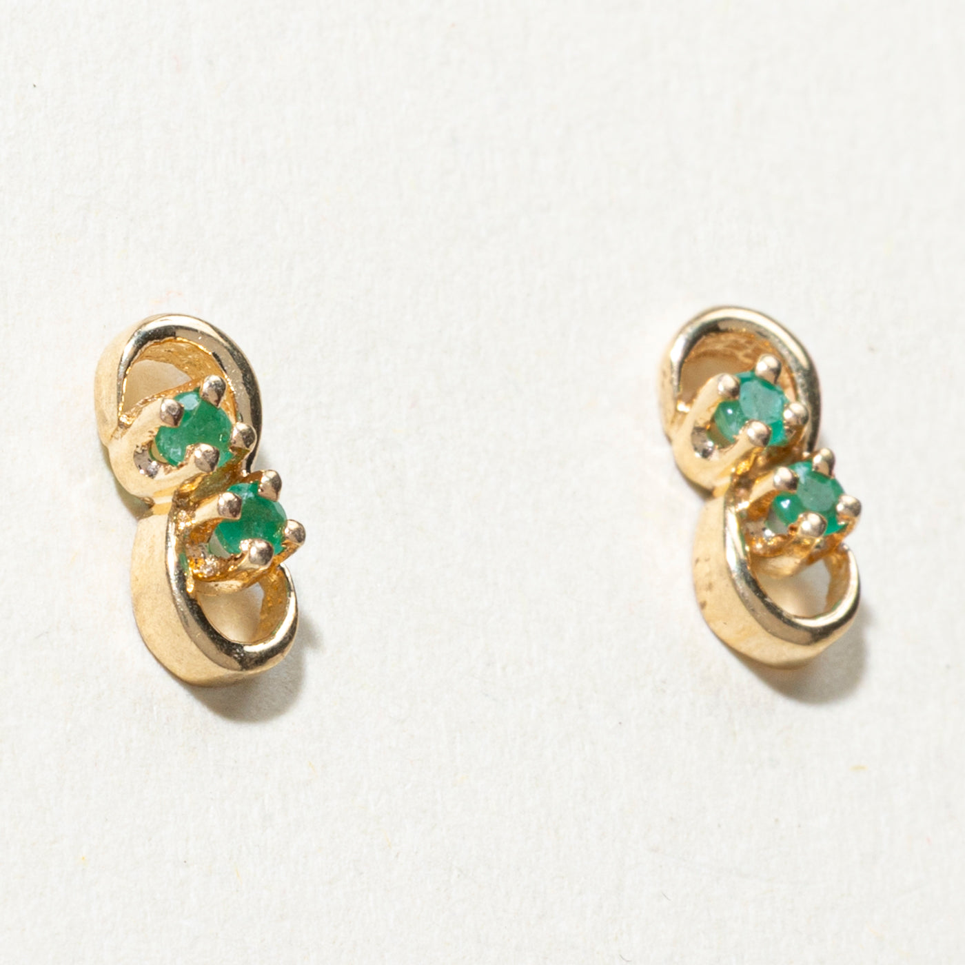 14K Emerald Swirl Stud Earrings