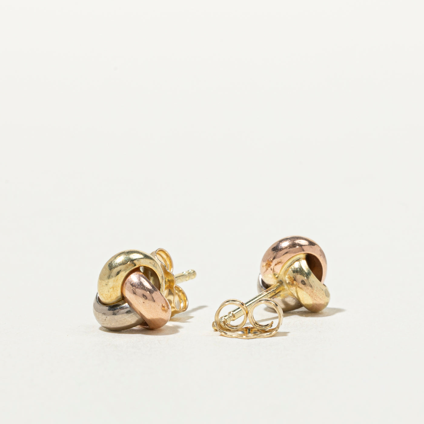 14K Tri Tone Gold Knot Stud Earrings