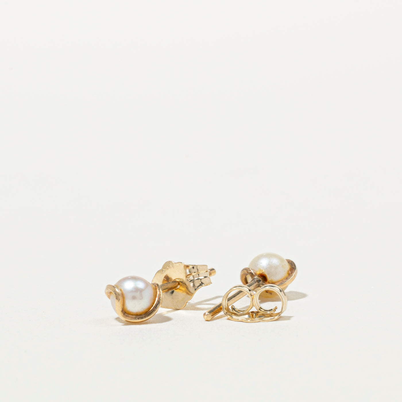 14K Pearl Abstract Stud Earrings