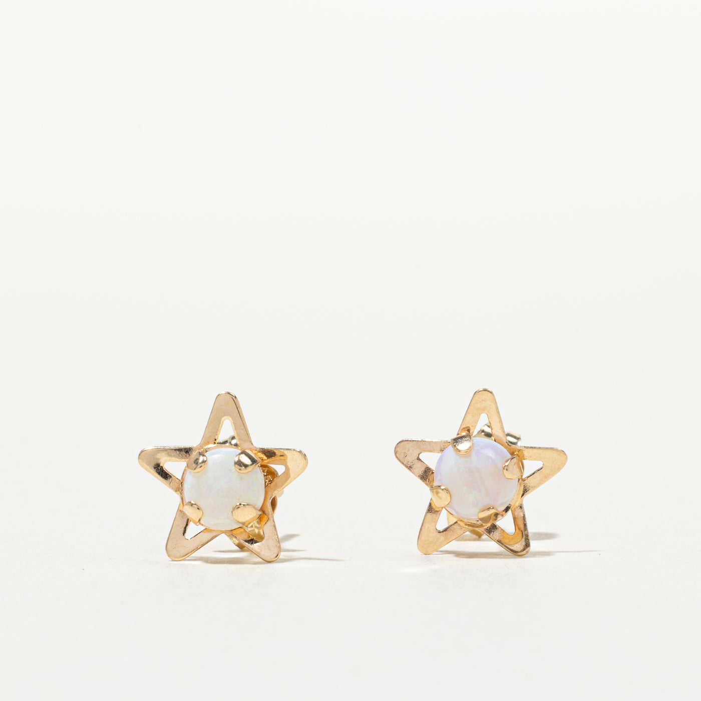 14K Cabochon Opal Star Stud Earrings