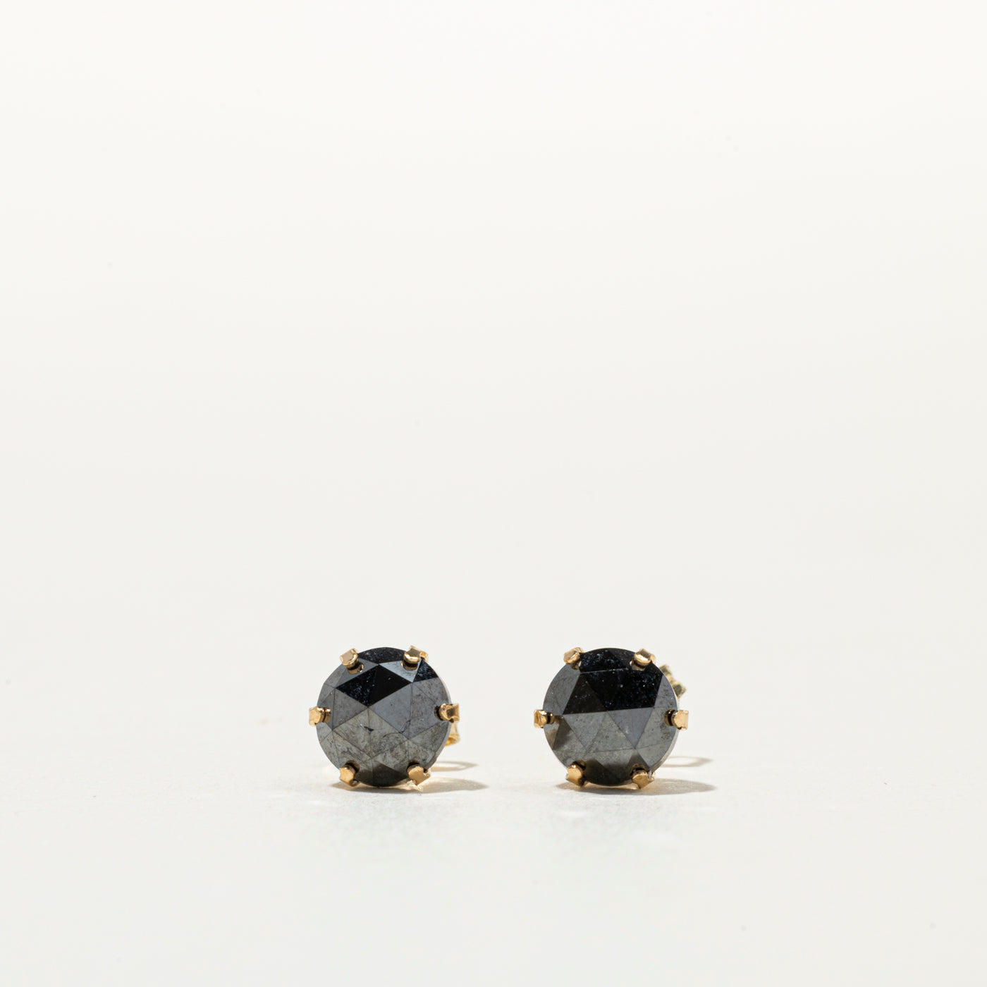 18K Rose Cut Black Diamond Stud Earrings