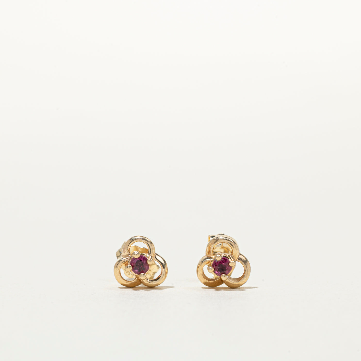 10K Ruby Flower Stud Earrings