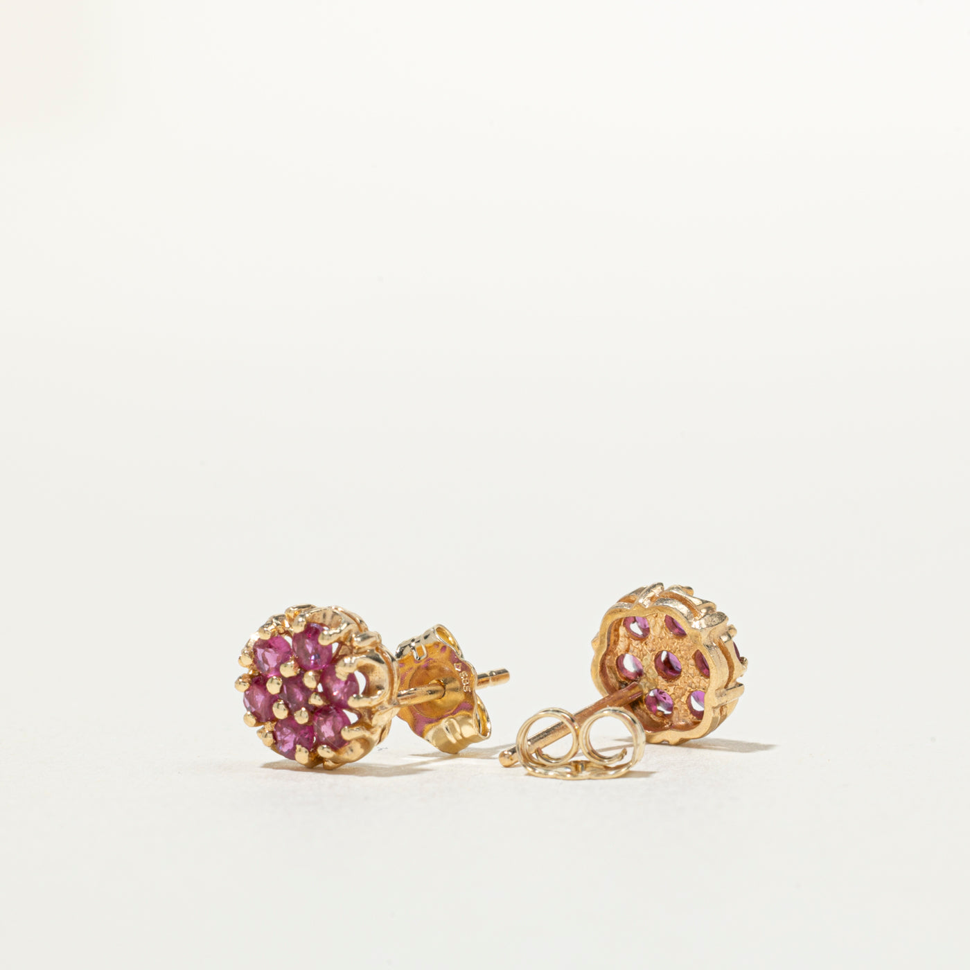 14K Ruby Cluster Stud Earrings | 0.52ct