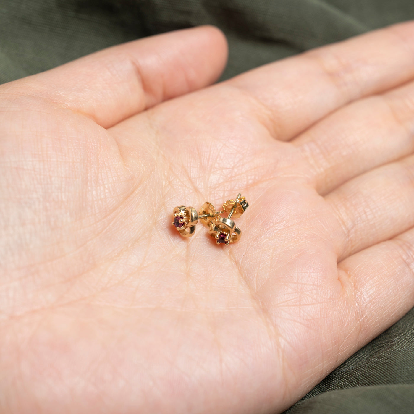 10K Ruby Flower Stud Earrings