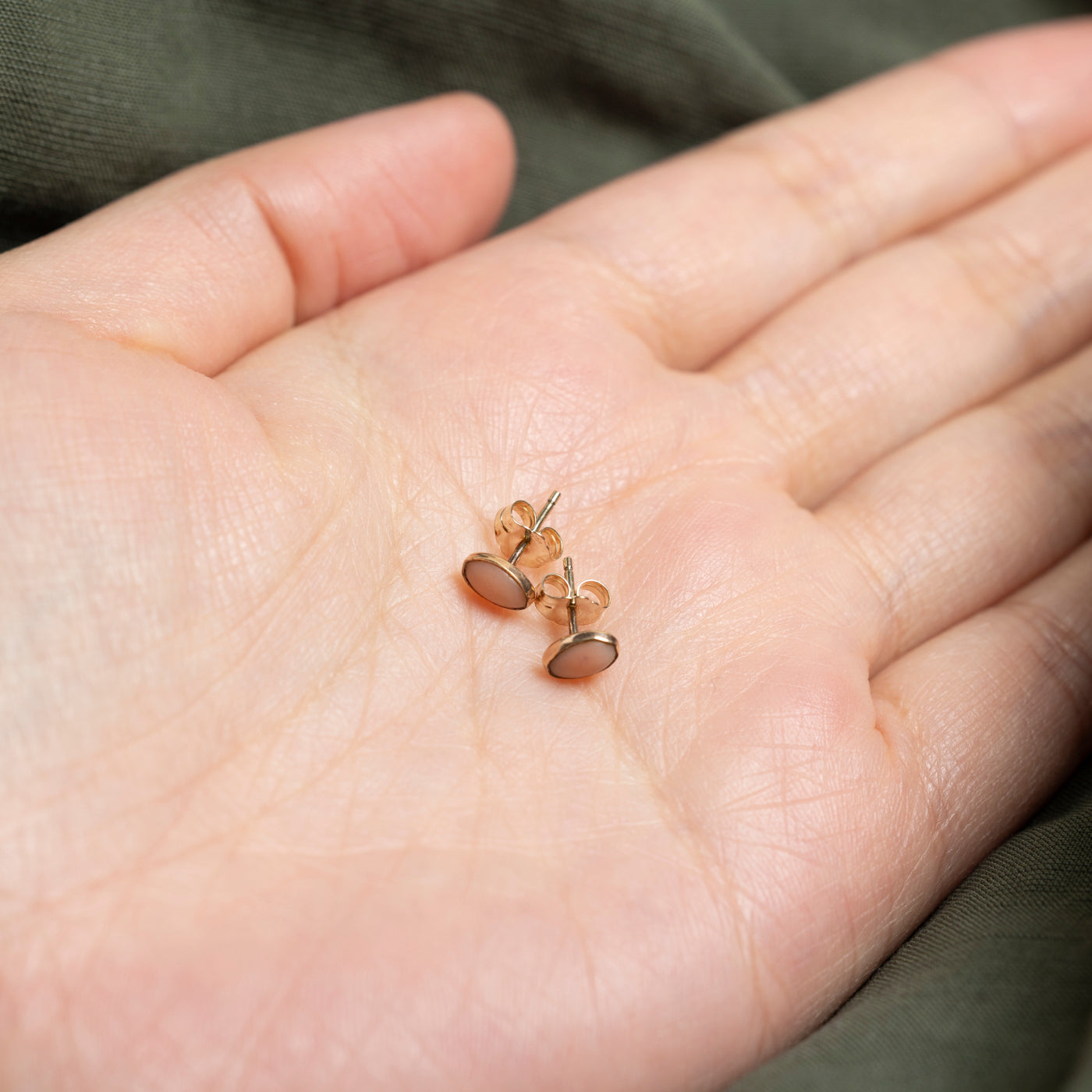 10K Bezel Set Coral Stud Earrings