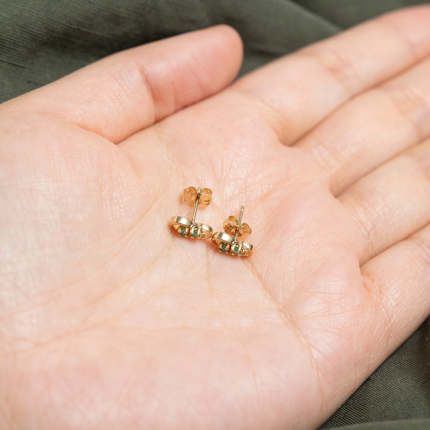 14K Emerald Swirl Stud Earrings
