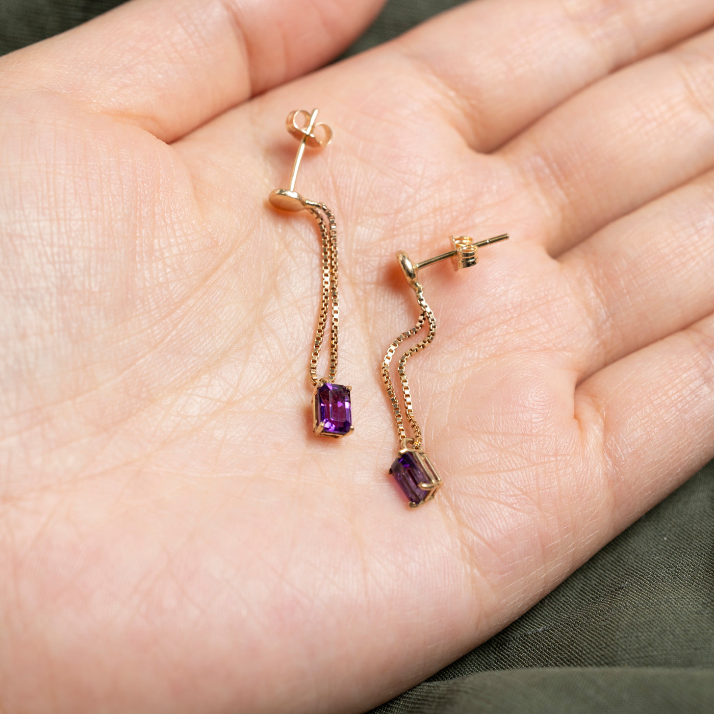 Boucles d'oreilles pendantes en améthyste 10 carats | 0,92 ct