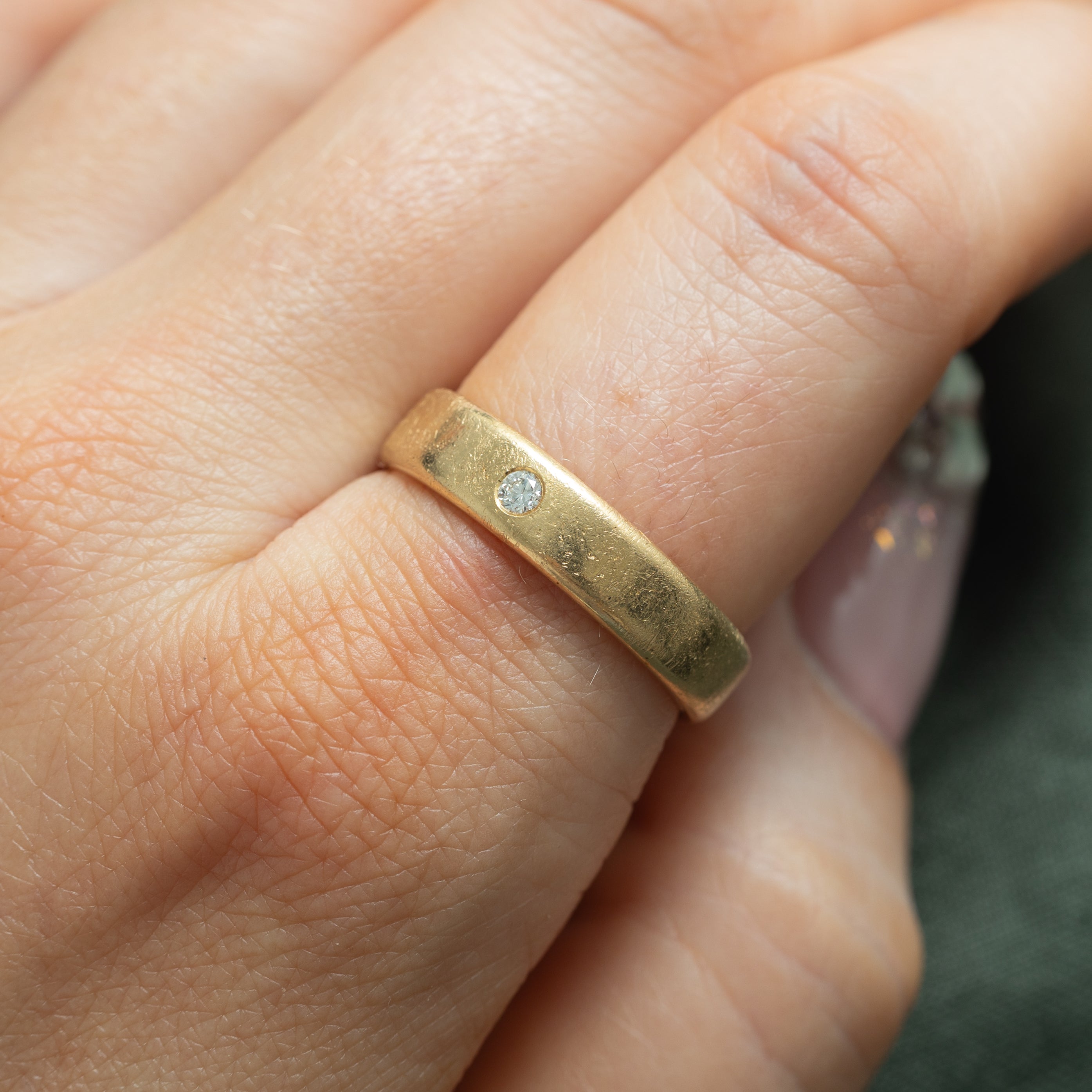 Flush Set Diamond Textured Band | 0.04ct | SZ 8.75 |