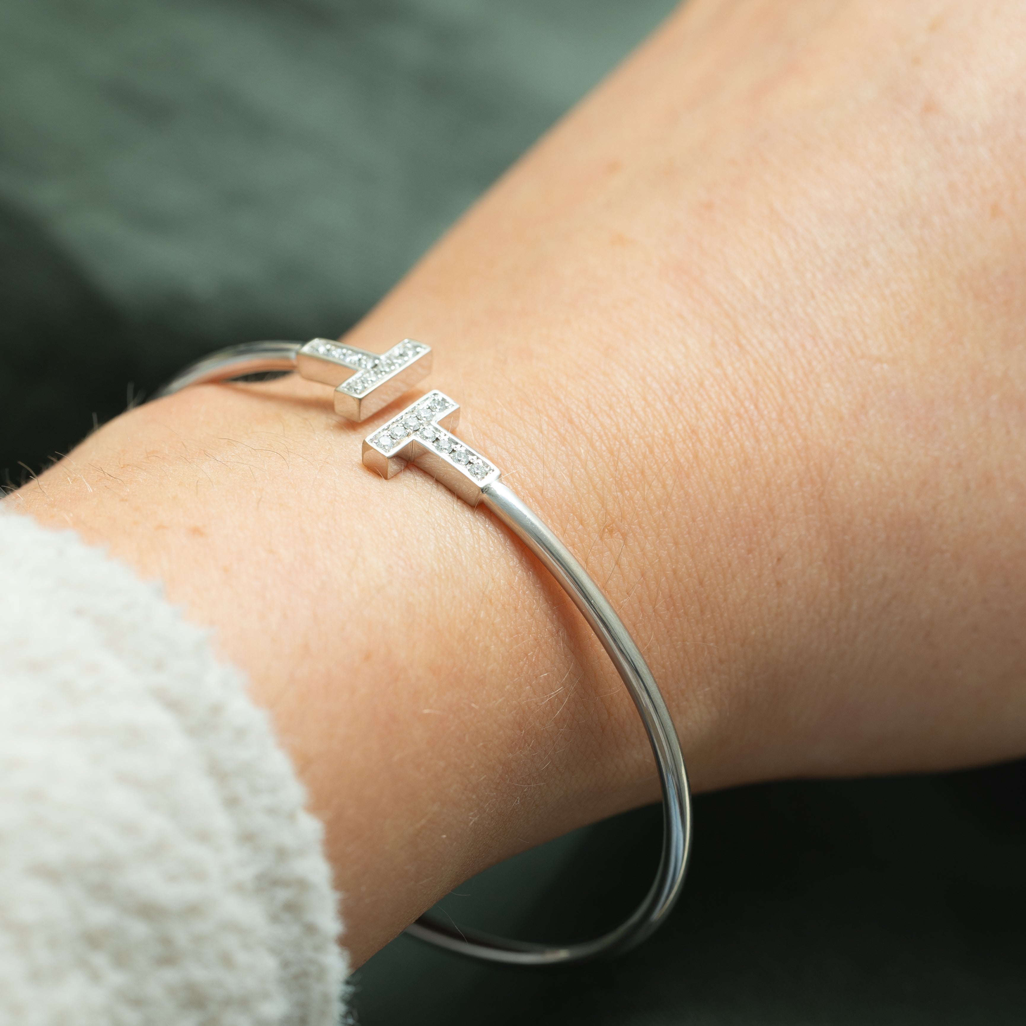 'Tiffany & Co.' Tiffany T Diamond Wire Bracelet | 0.24ctw |