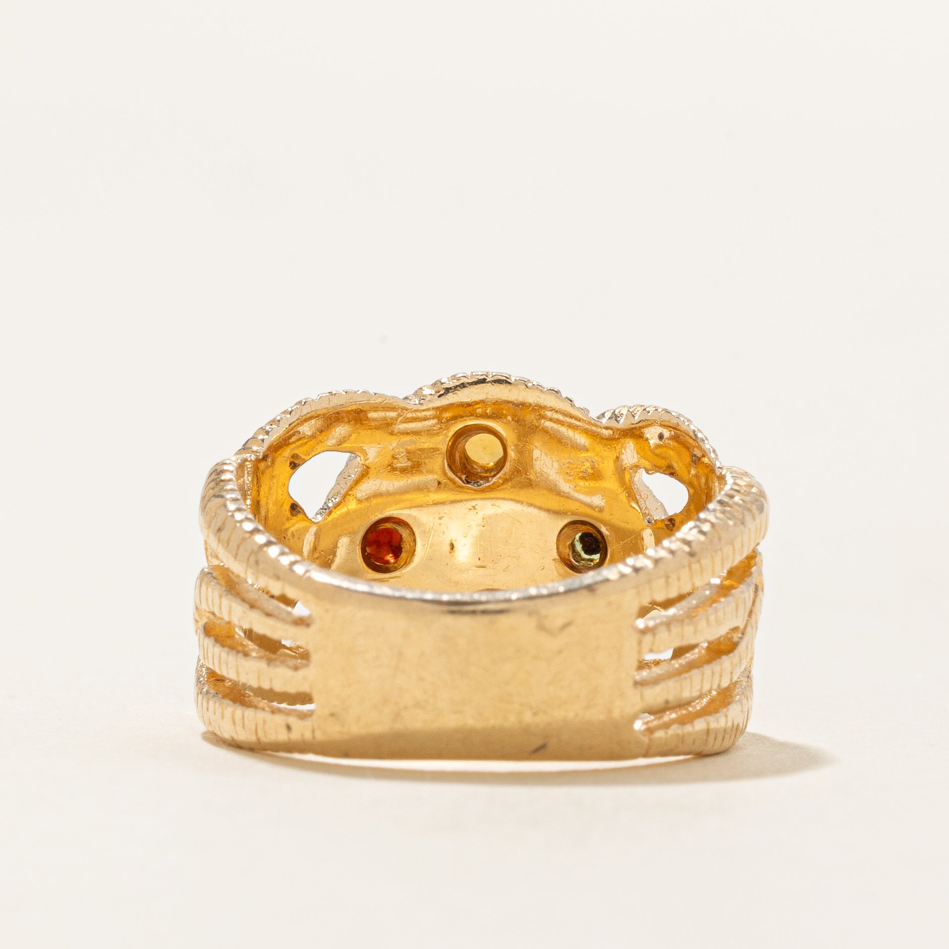 'Birks' Multi Gemstone Textured Cross Over Ring | 0.40ctw | SZ 6.0 |