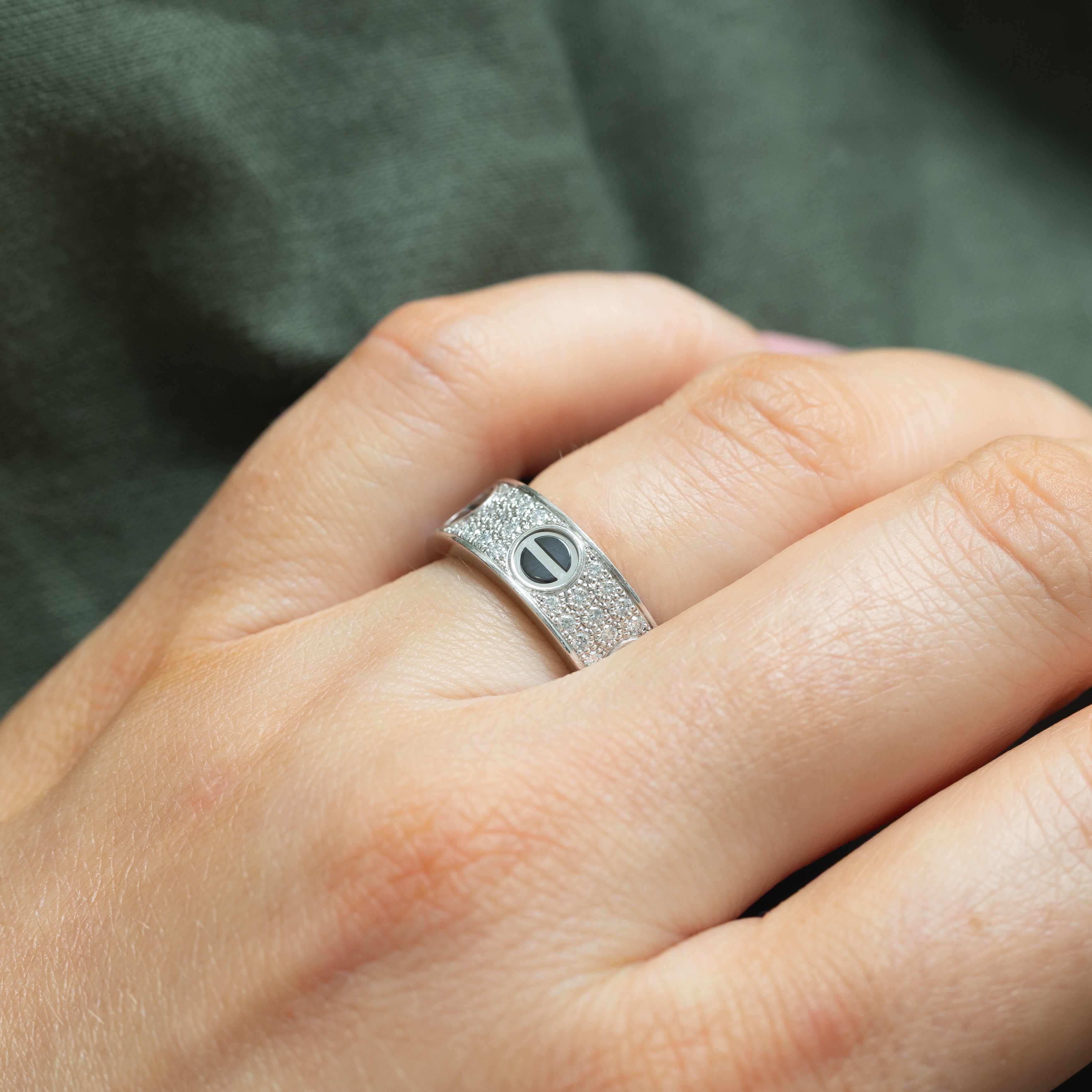 'Cartier' Love Ring, Classic Model, Paved, Ceramic | 0.74ctw | 6.5mm | SZ 5.25 |