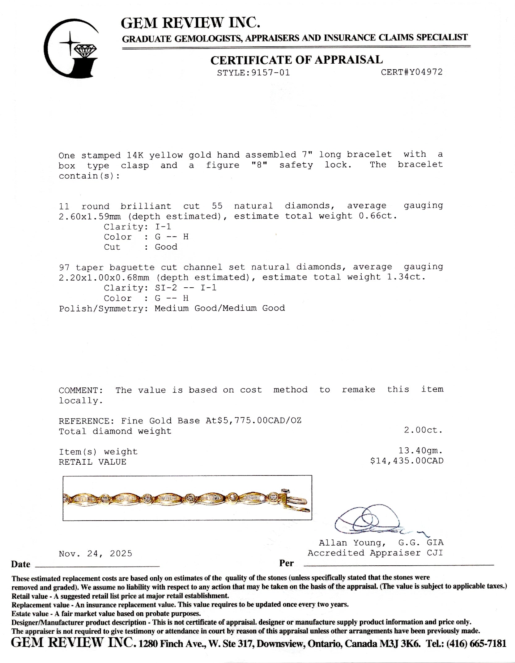 Bracelet tennis en diamants | 0,66 ct, 1,34 ct | 17,8 cm