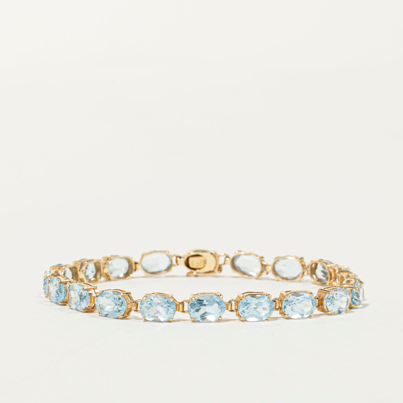 Bracelet de tennis en topaze bleue | 14,19 ct | 17,8 cm