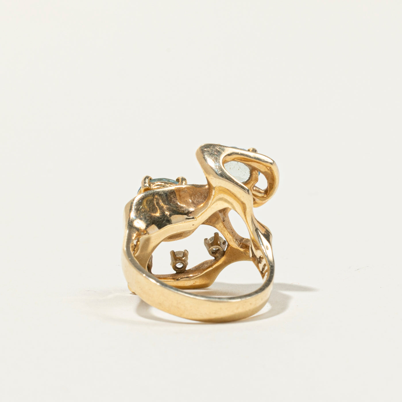 Aquamarine and Diamond Cocktail Ring | 2.08ctw, 0.14ctw | SZ 7.25