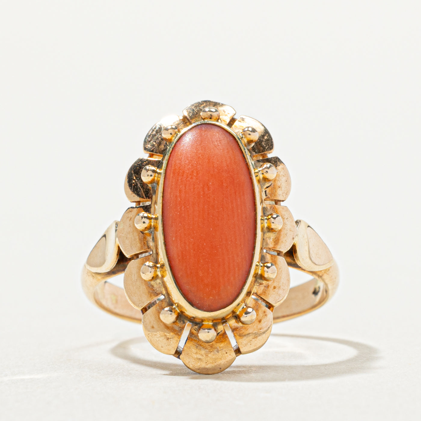 Dutch 14k Bezel Set Coral Floral Cocktail Ring | 2.00ct | SZ 5