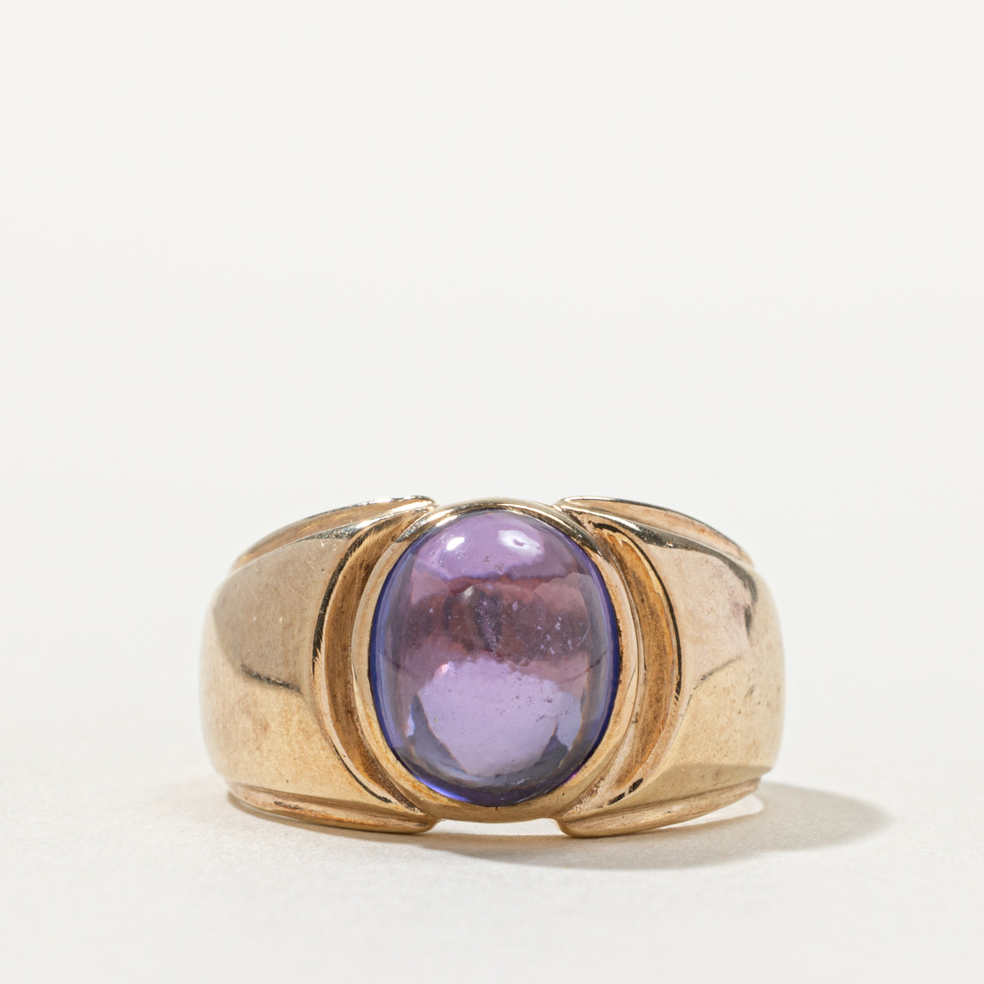 10k Bezel Set Synthetic Sapphire Ring | 4.00ct | SZ 6.5