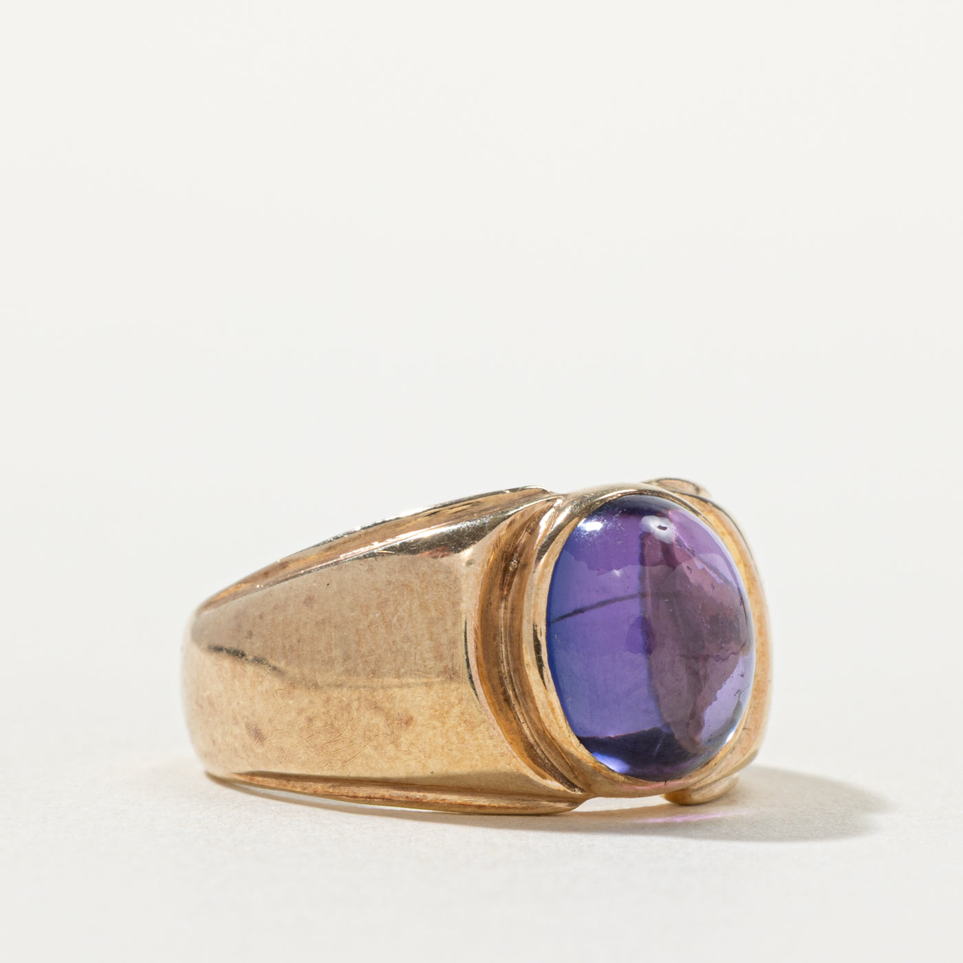 10k Bezel Set Synthetic Sapphire Ring | 4.00ct | SZ 6.5