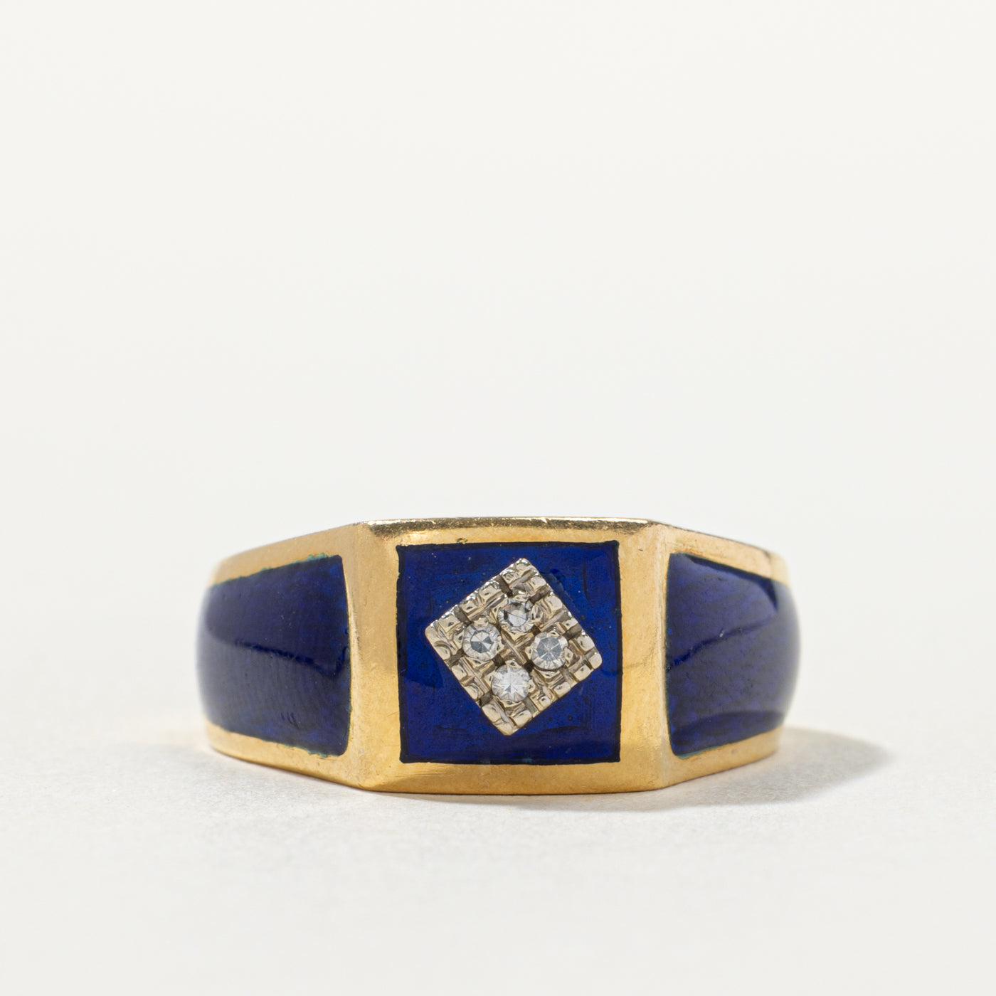 18k Diamond & Enamel Geometric Ring | 0.04ctw | SZ 7