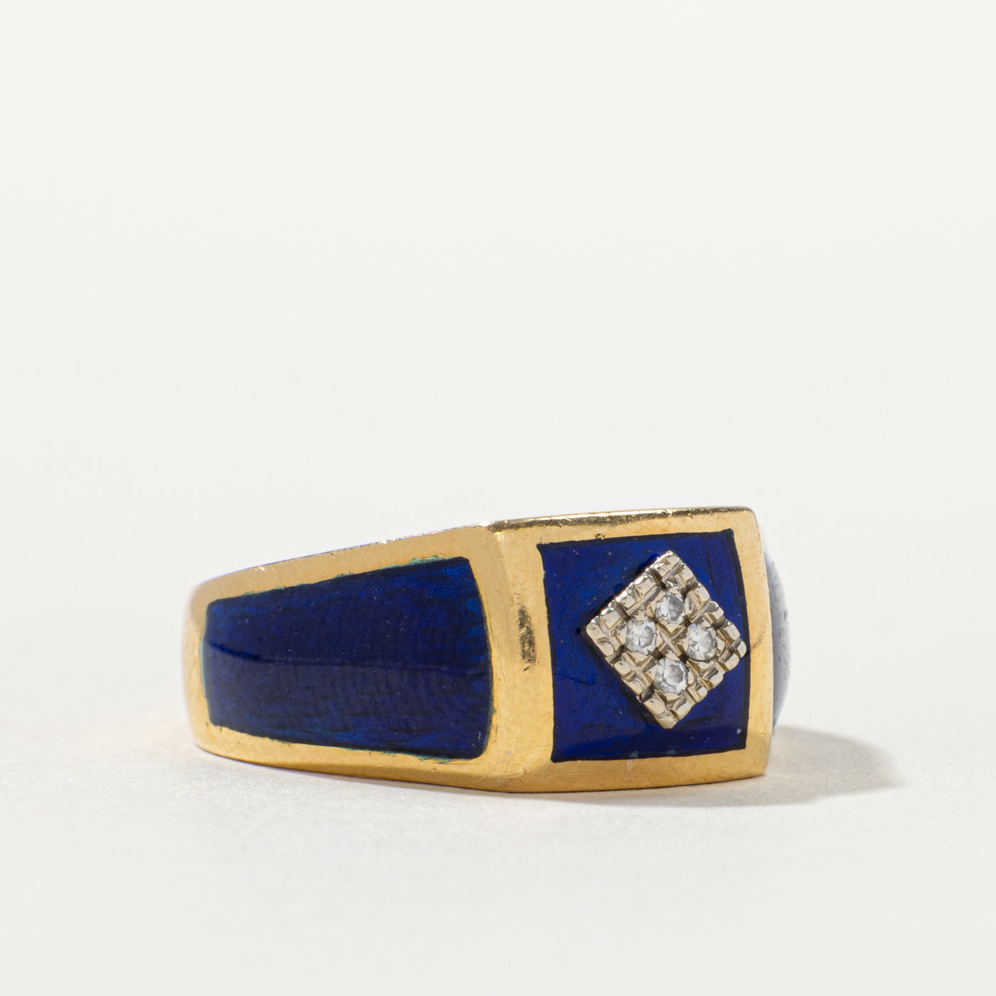 18k Diamond & Enamel Geometric Ring | 0.04ctw | SZ 7