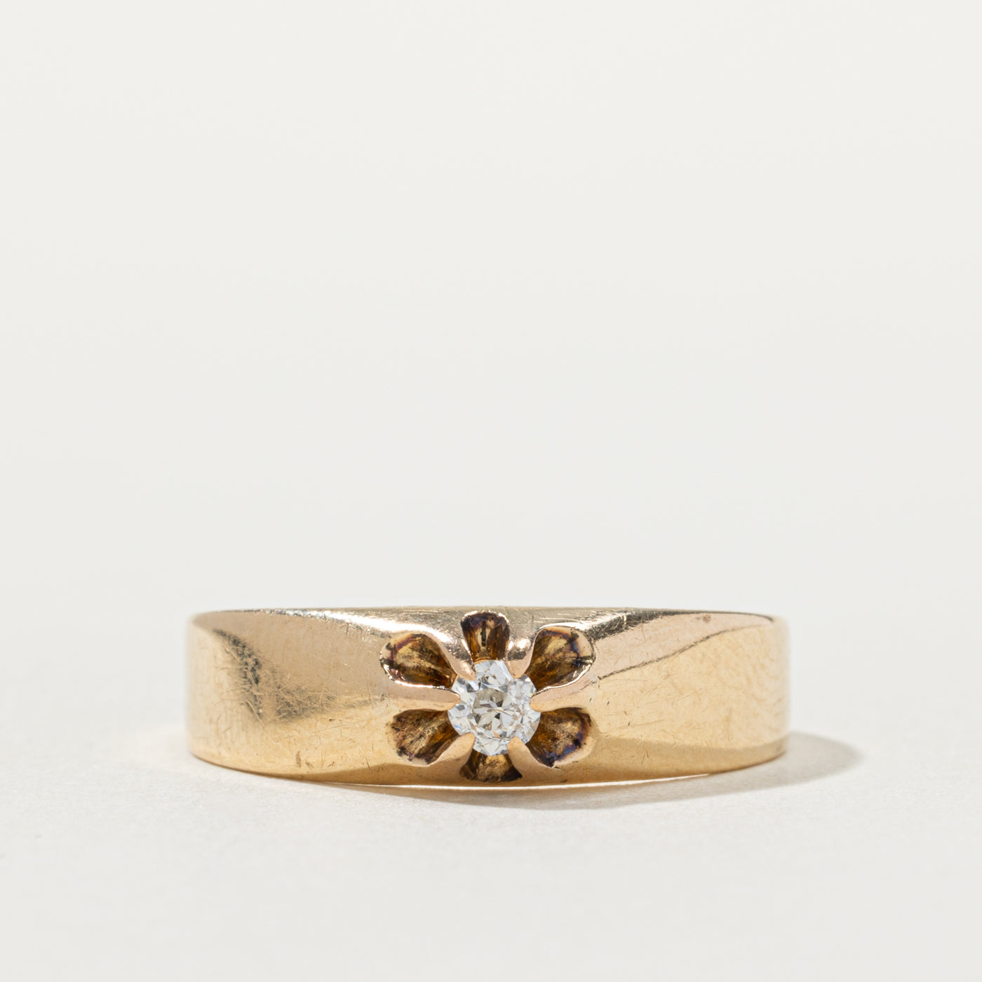 14k Belcher Set Old European Cut Diamond Ring | 0.12ctw | SZ 9.25