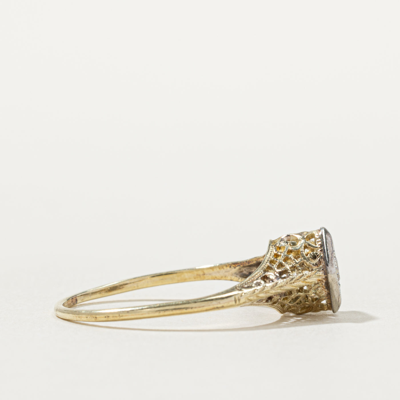 14k Transitional Cut Diamond Textured Ring | 0.10ctw | SZ 8.25